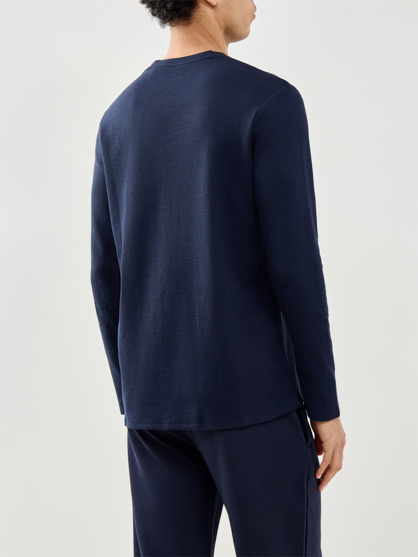 Waffle Long Sleeve Lounge Top Navy