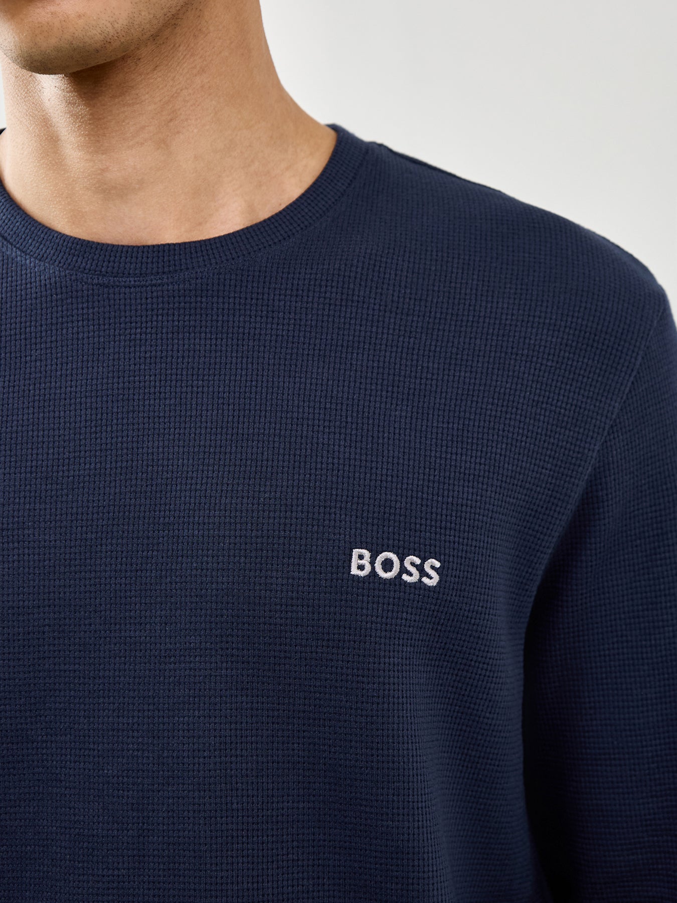 Waffle Long Sleeve Lounge Top Navy