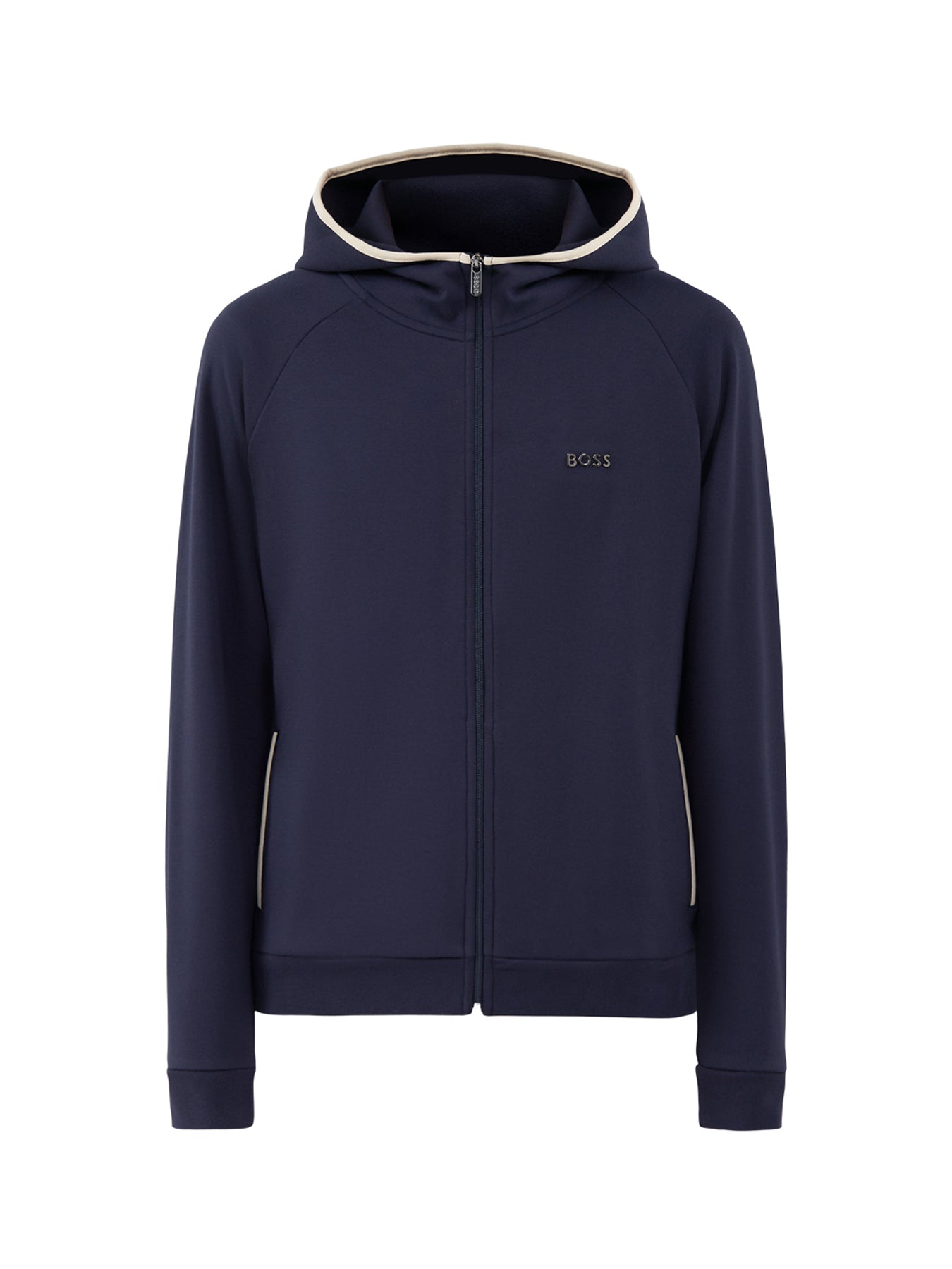 Cotton Blend Sense Hooded Jacket - Navy