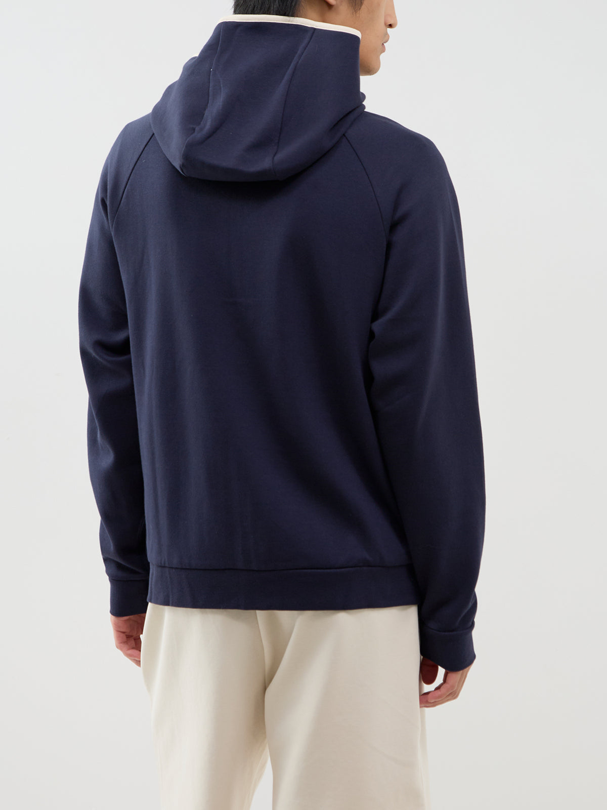 Cotton Blend Sense Hooded Jacket - Navy