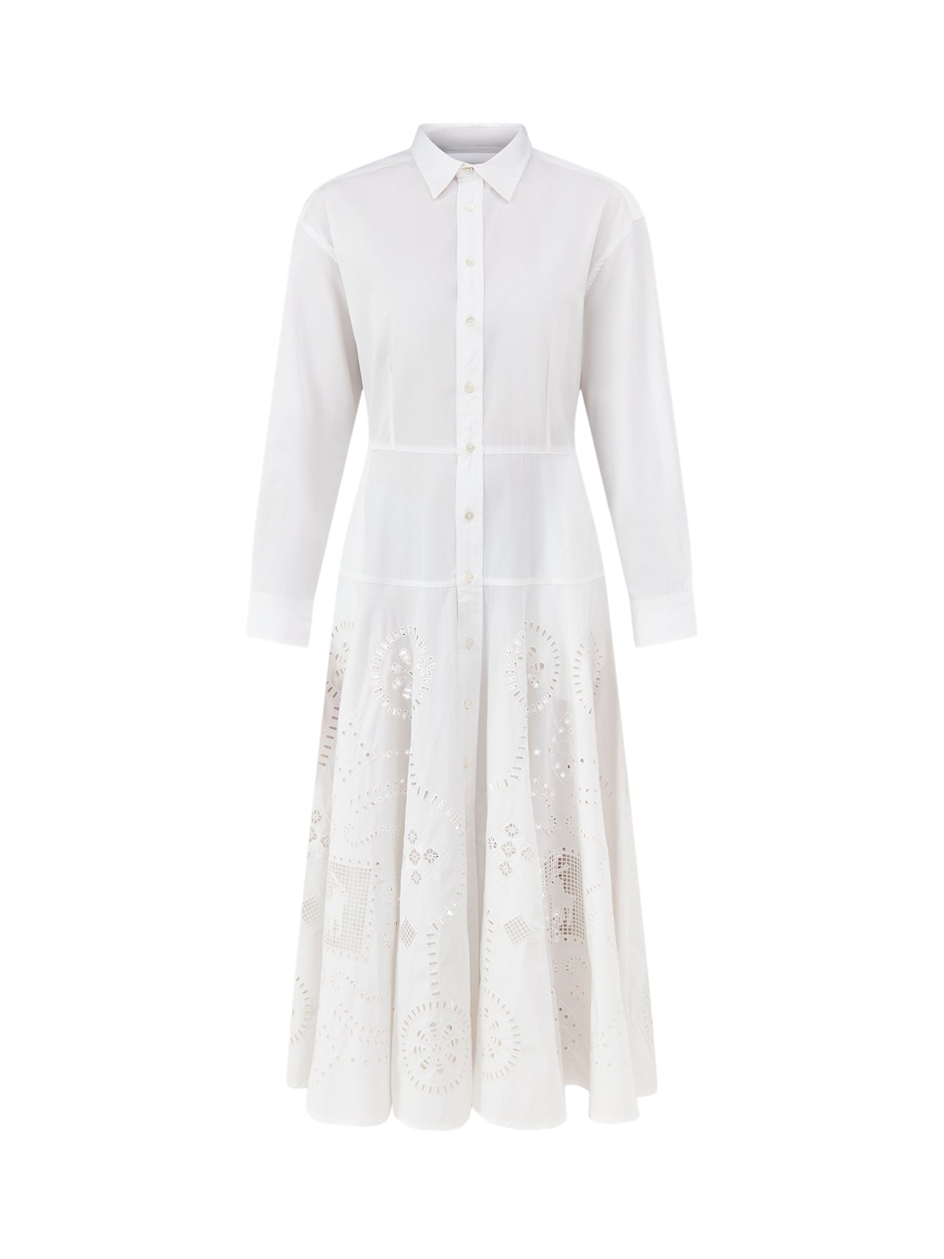 Midi Long Sleeve Shirt Dress White