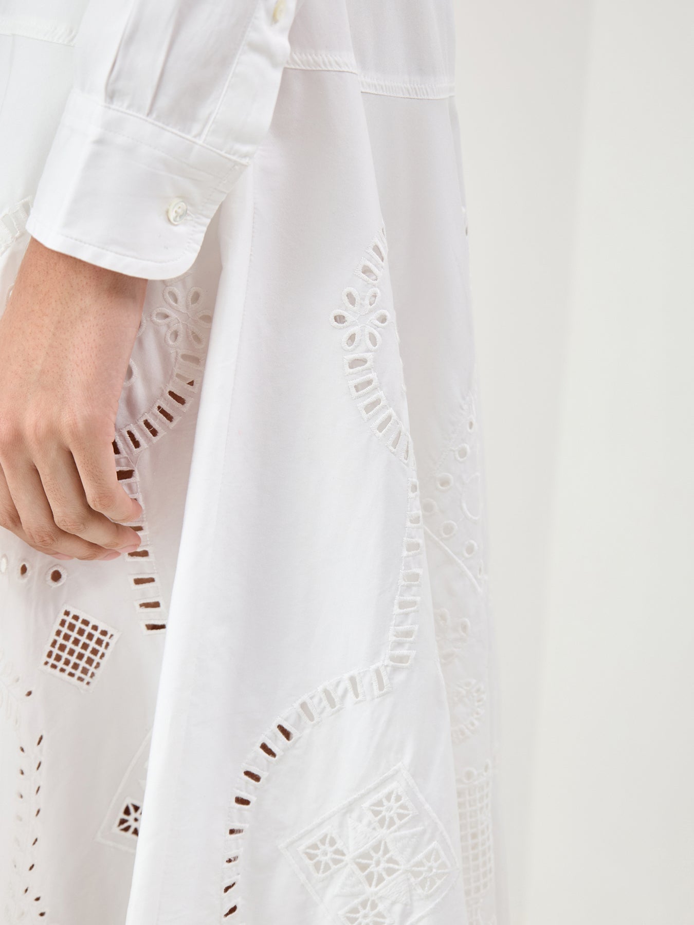Midi Long Sleeve Shirt Dress White