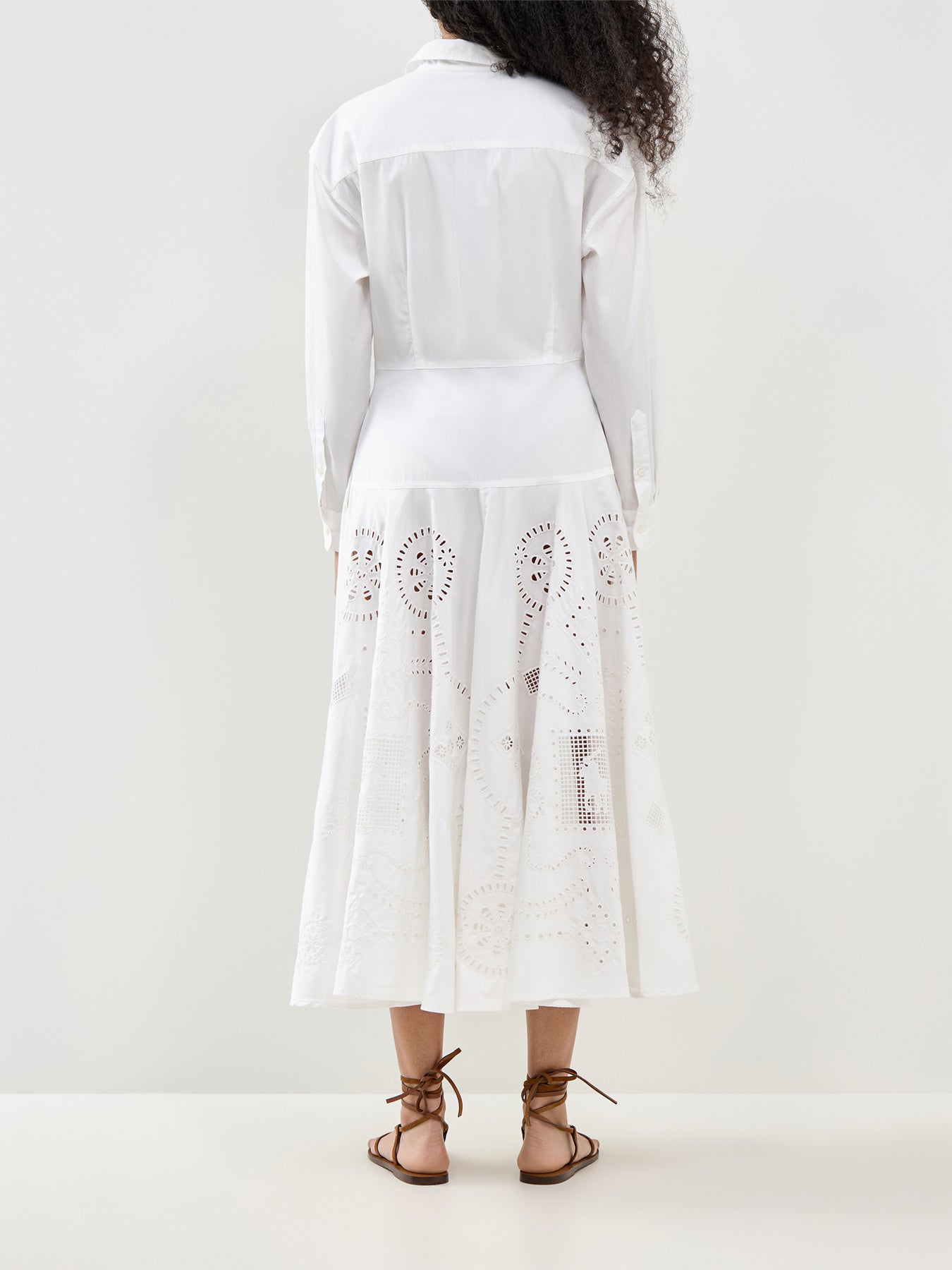 Midi Long Sleeve Shirt Dress White