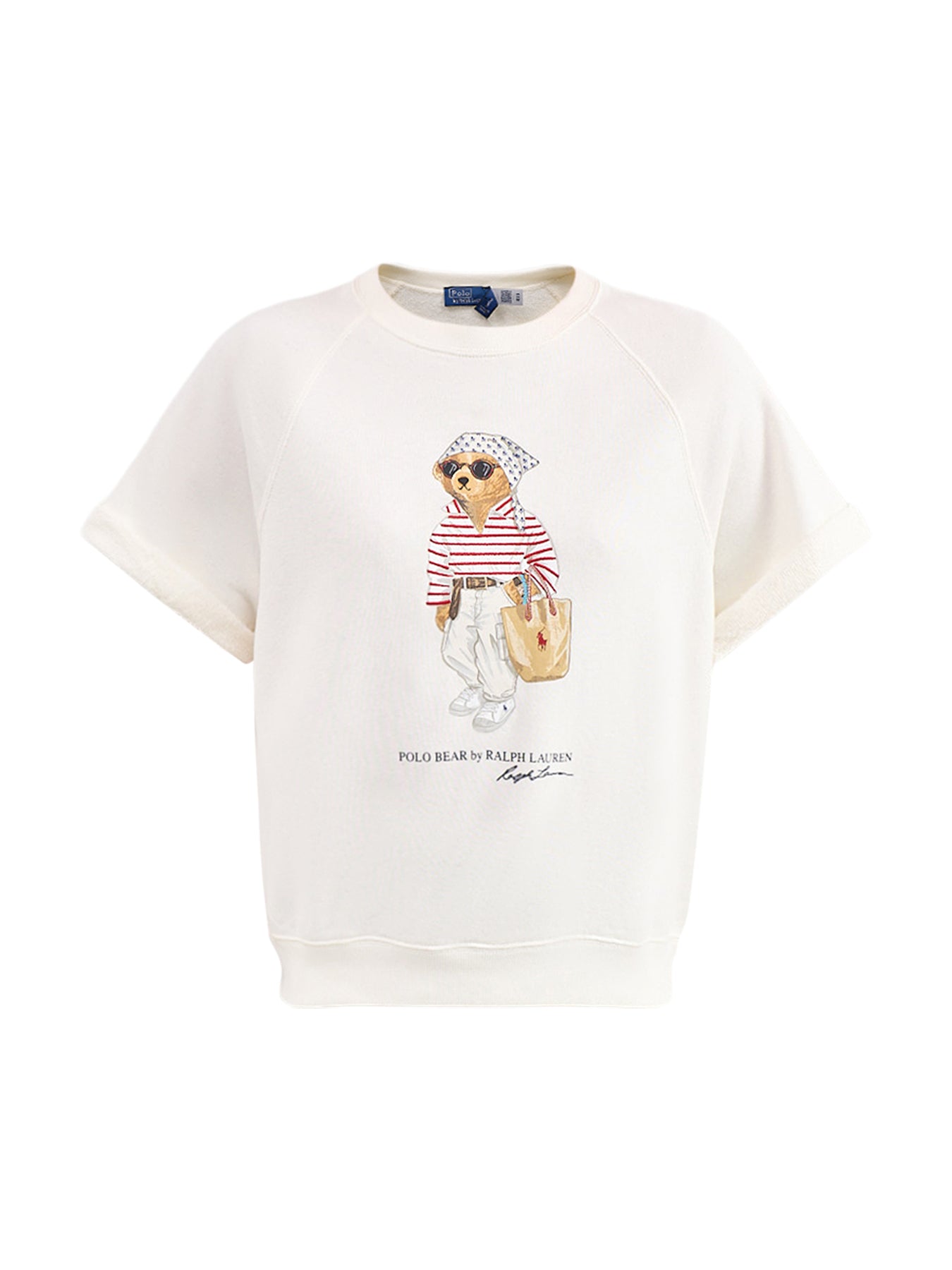 Bear Short Sleeve Knit Sweatshirt Cream