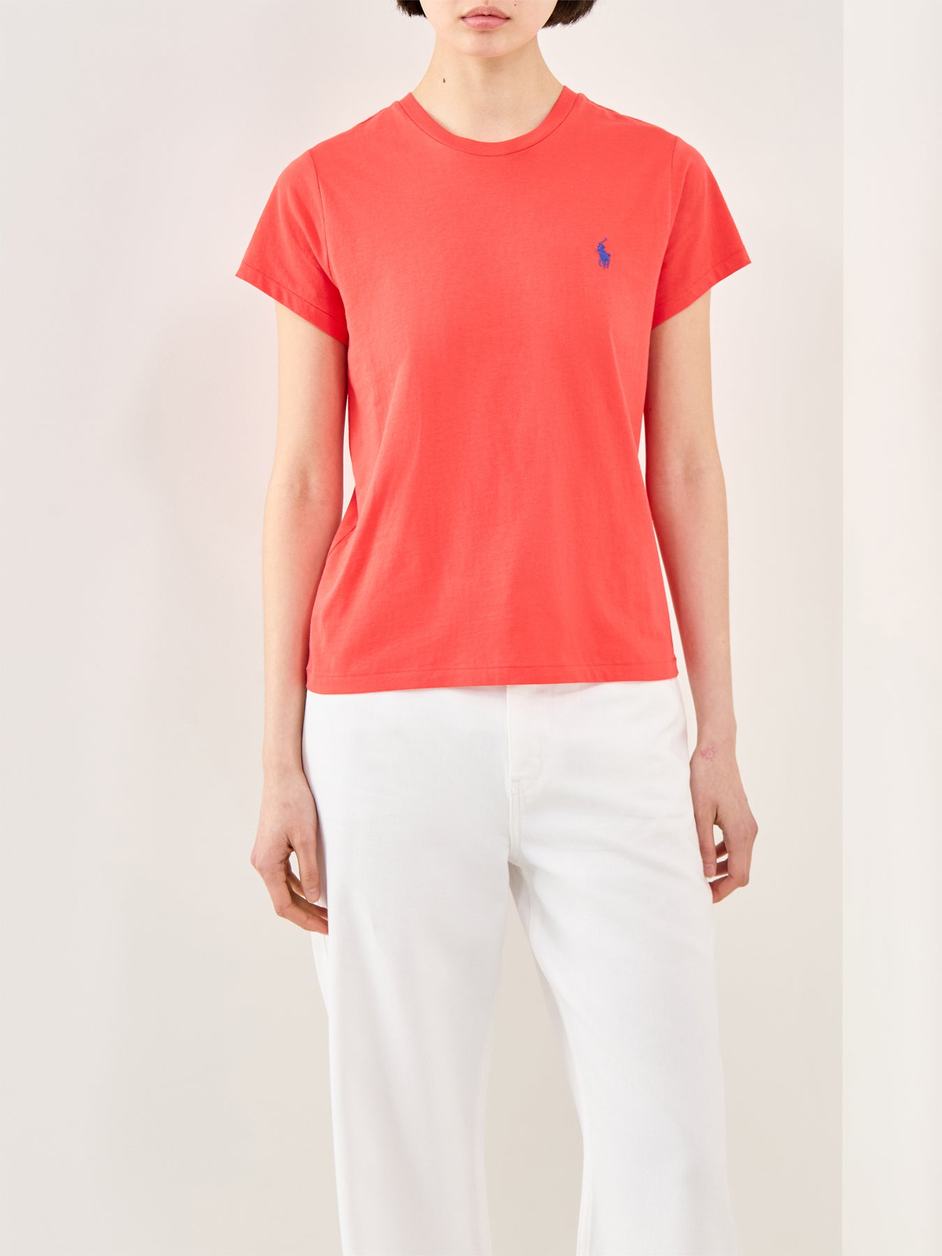 Crew Neck Knit T-Shirt Red