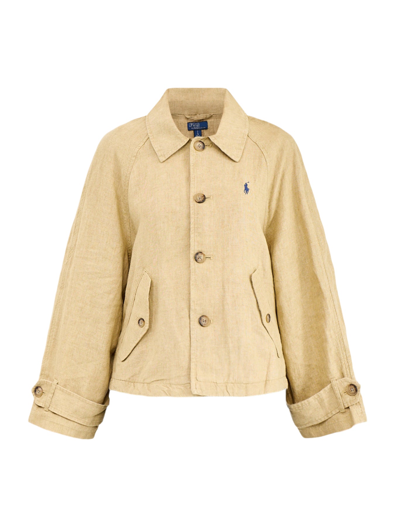 Short Linen Trench Coat Beige