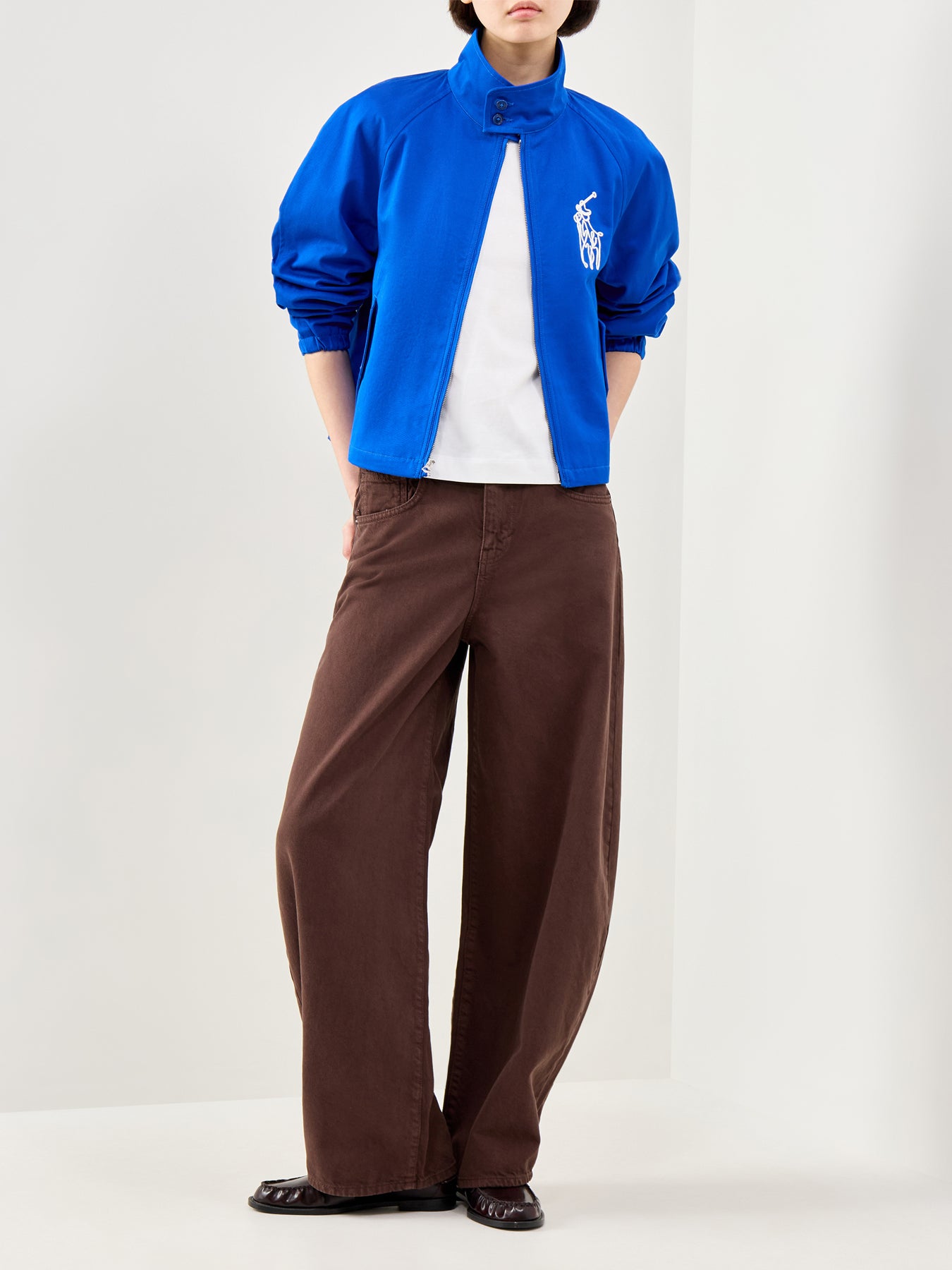 Short High Collar Windbreaker Blue