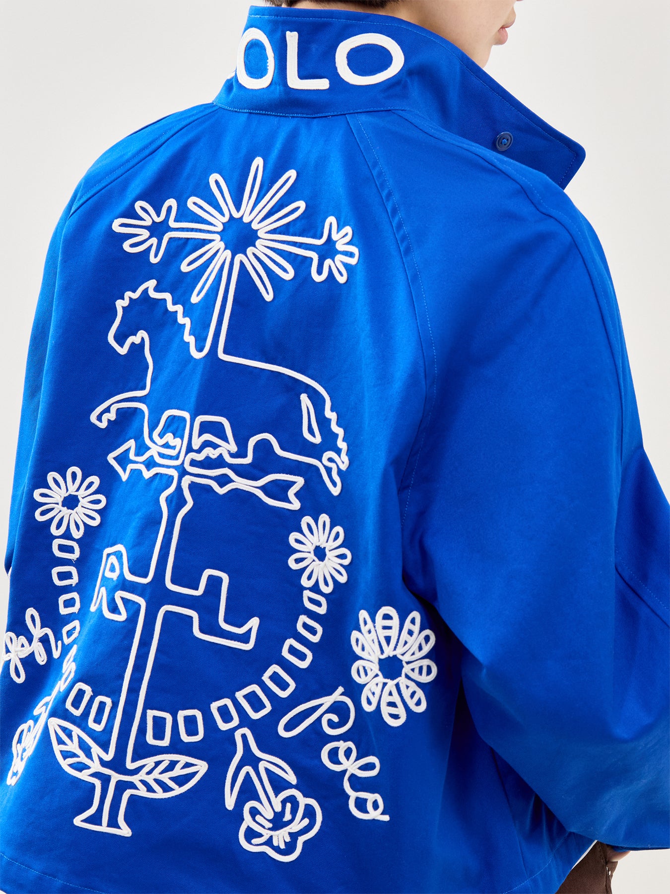 Short High Collar Windbreaker Blue