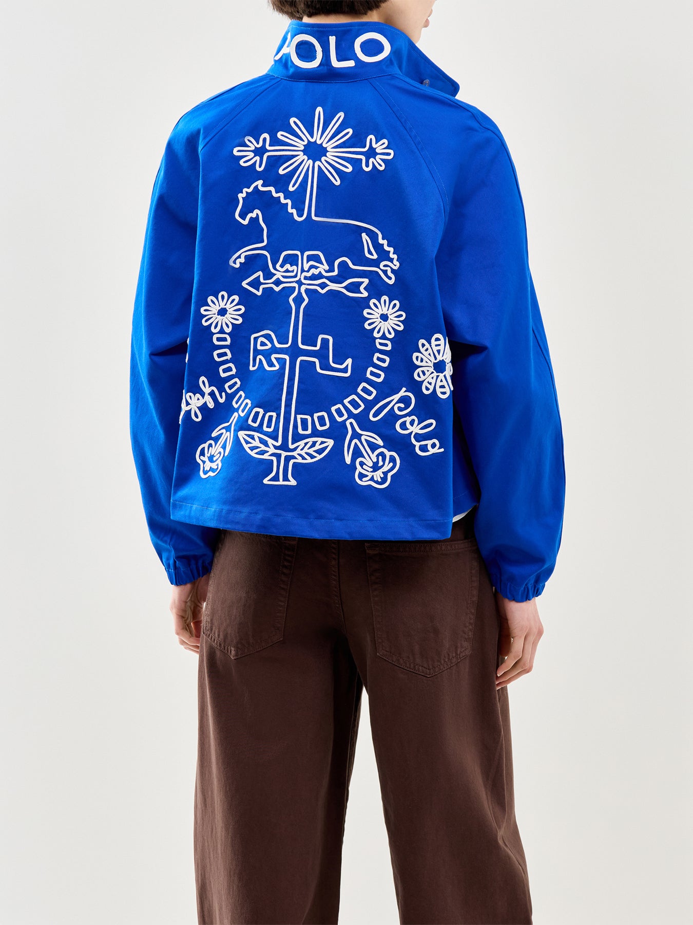 Short High Collar Windbreaker Blue