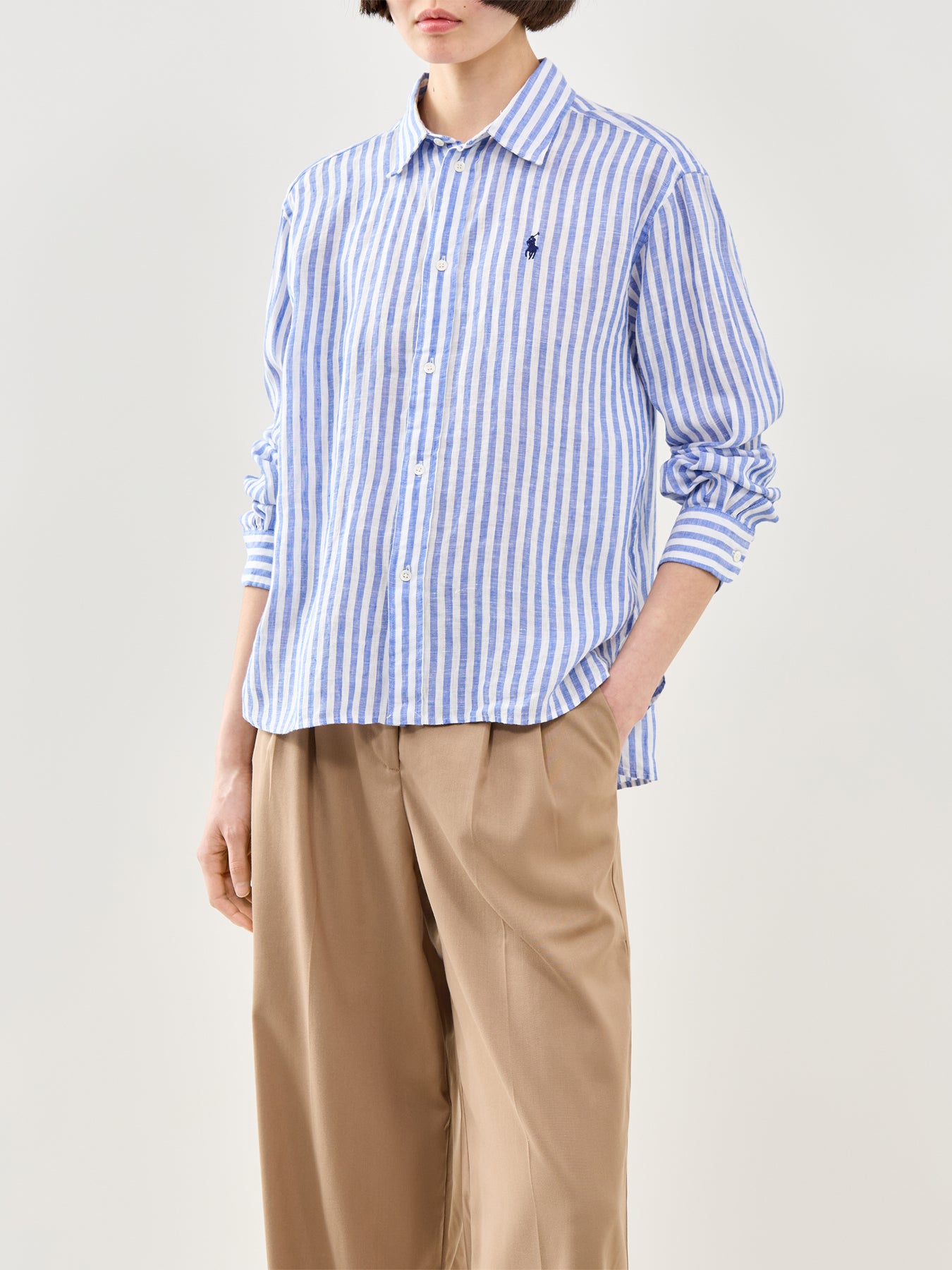 Striped Linen Long Sleeve Shirt Multi