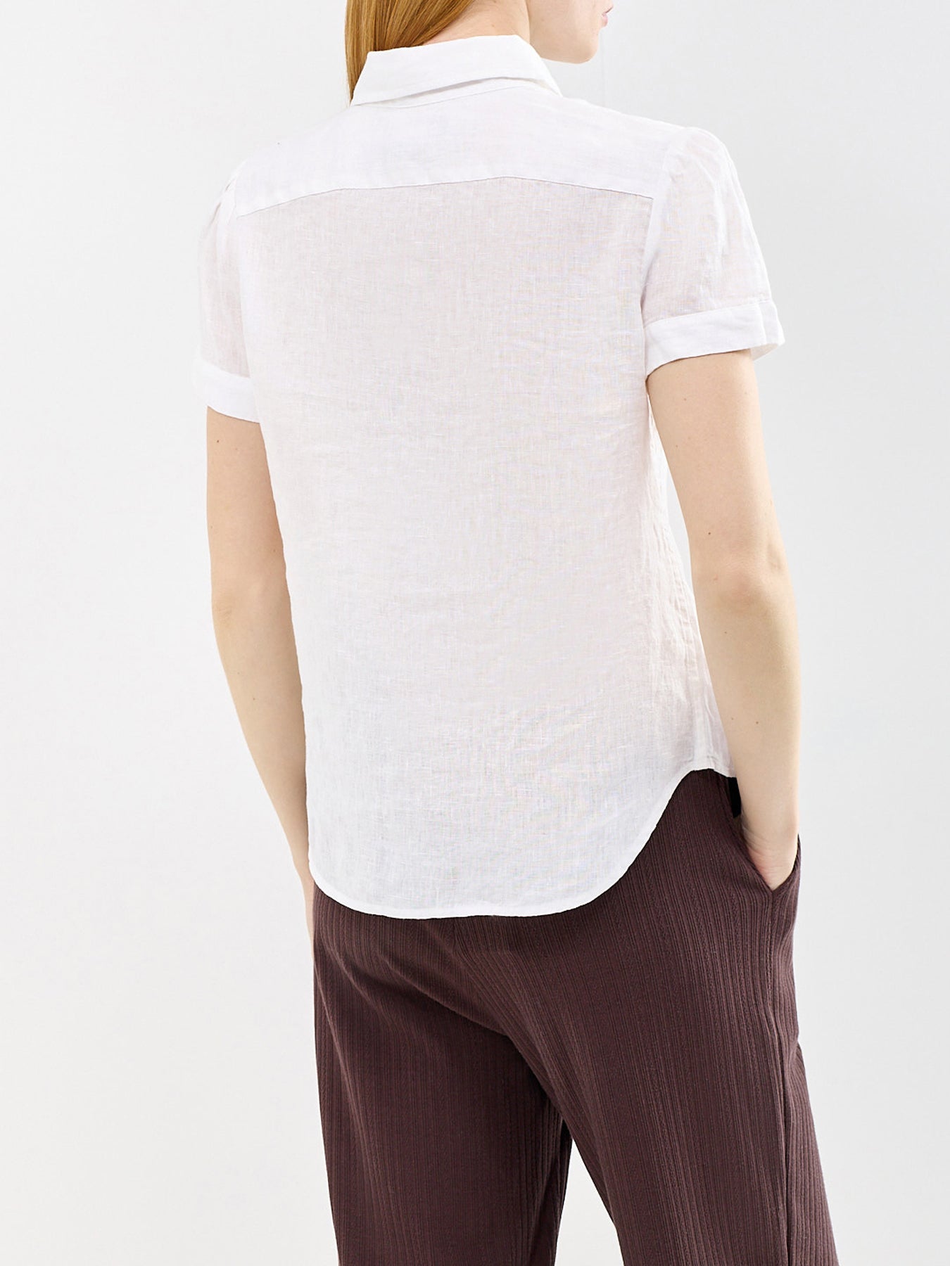 Short Sleeve Linen Shirt White