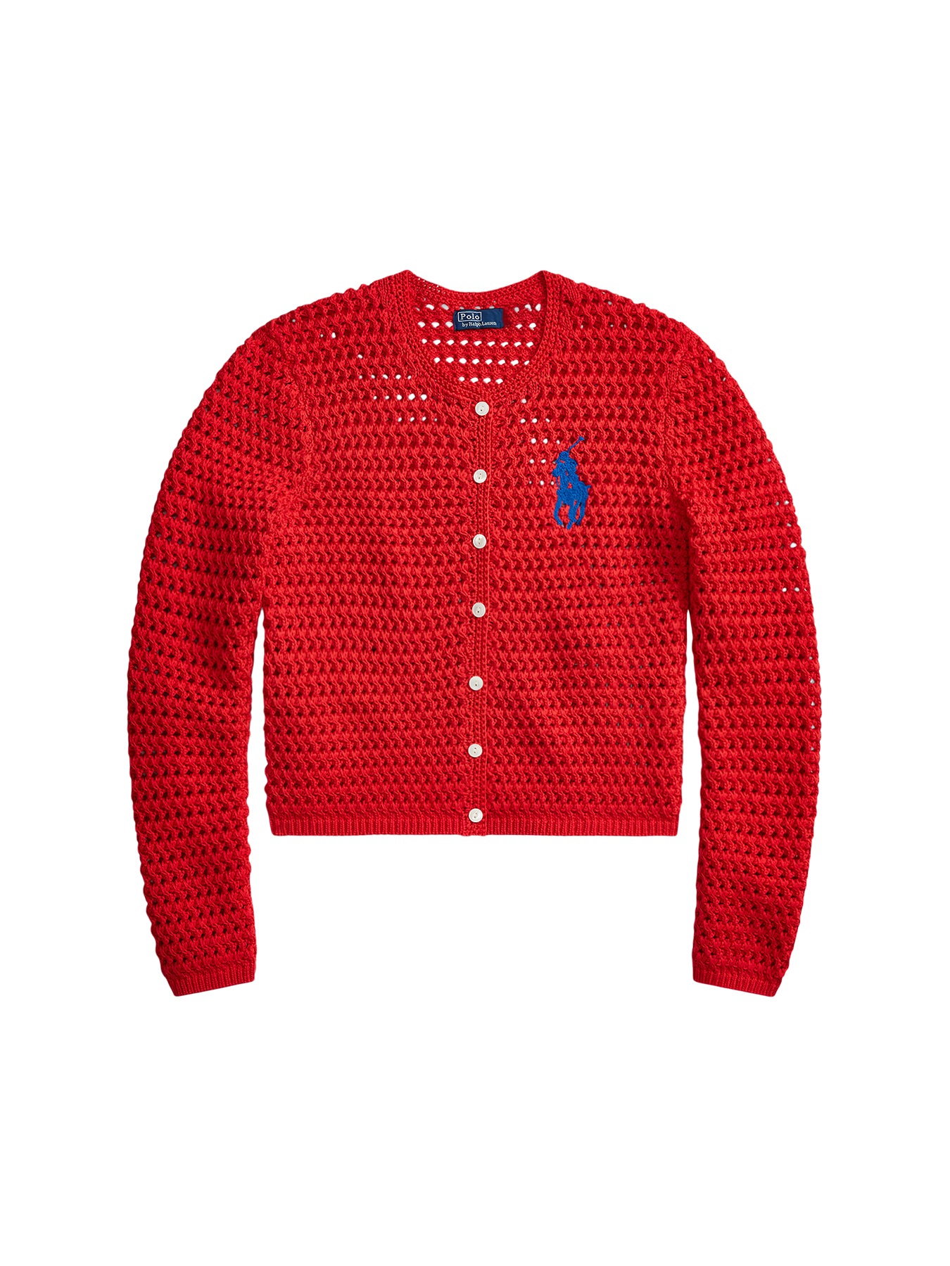 Crochet Long Sleeve Cardigan Red