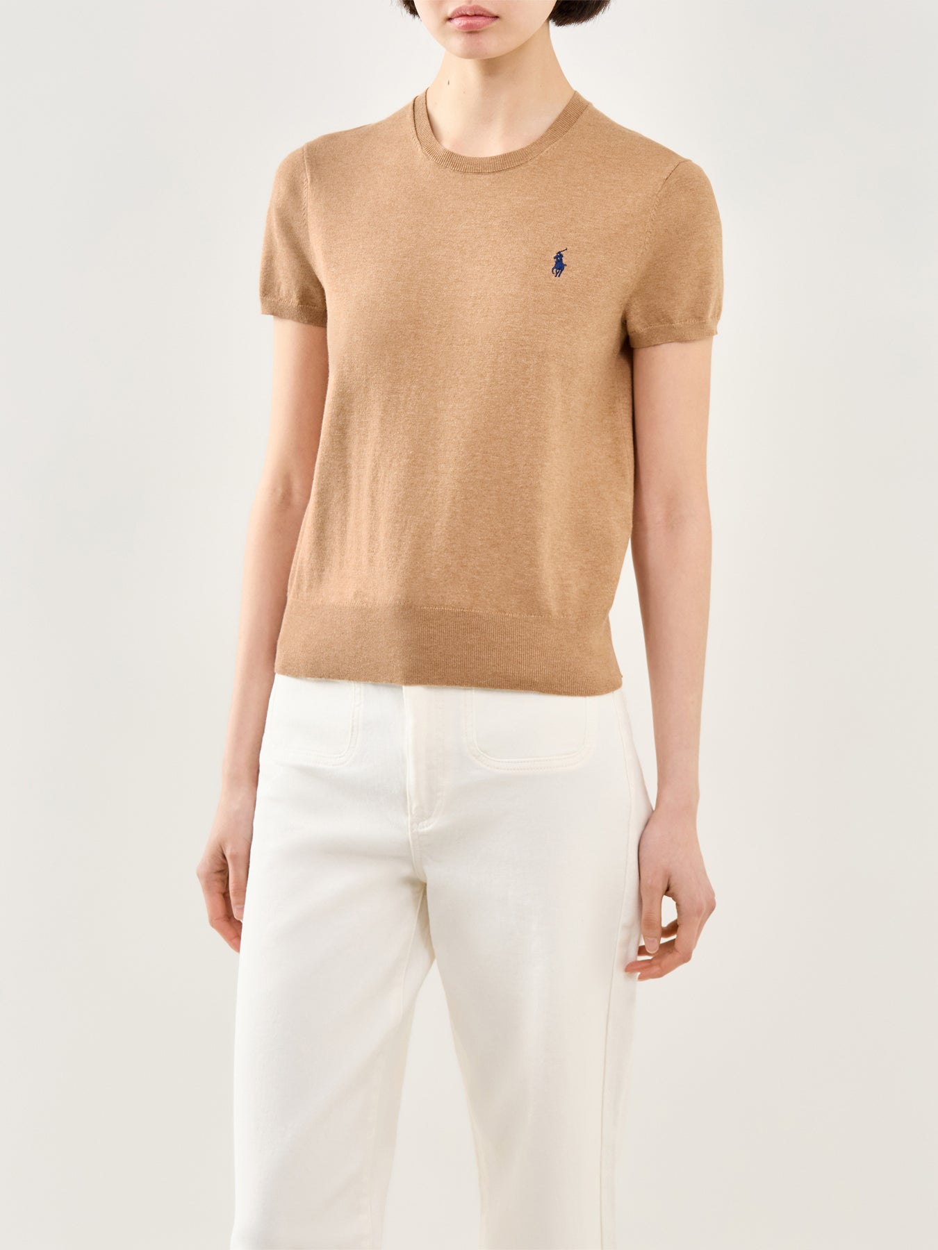 Short Sleeve Knit Pullover Brown