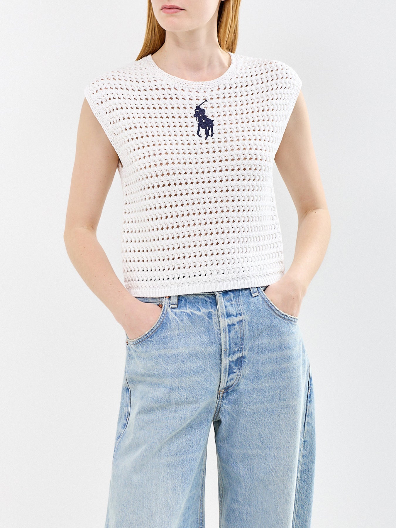 Crochet Sleeveless Top White