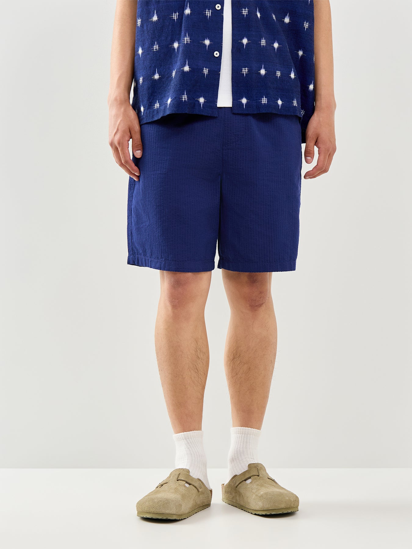 Stuart Seersucker Shorts Navy