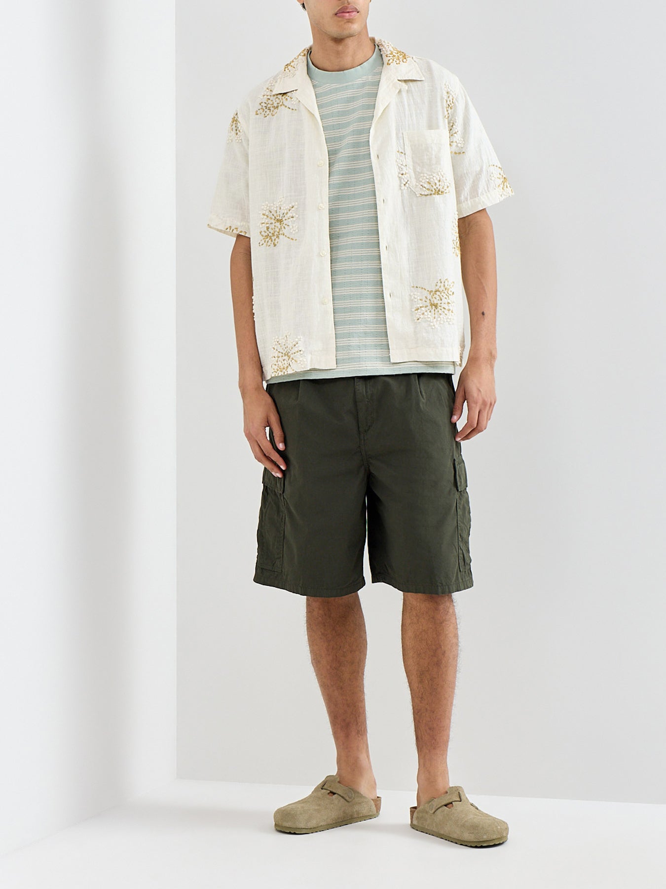 Heli Seersucker Stripe T-Shirt Green