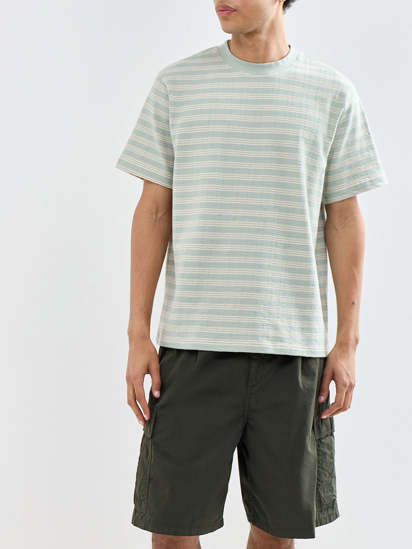 Heli Seersucker Stripe T-Shirt Green