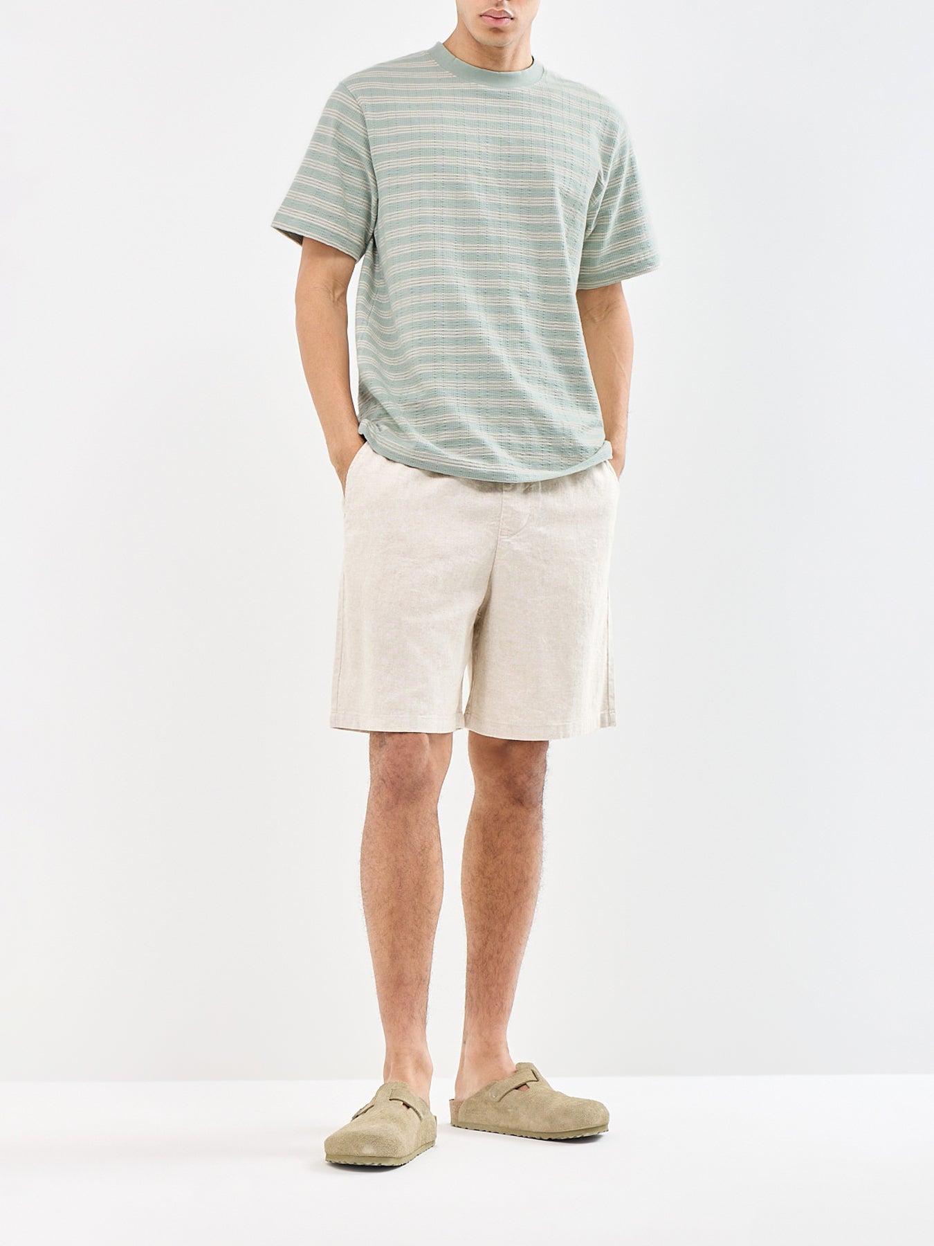 Harvey Regular Fit Linen Blend Shorts Cream