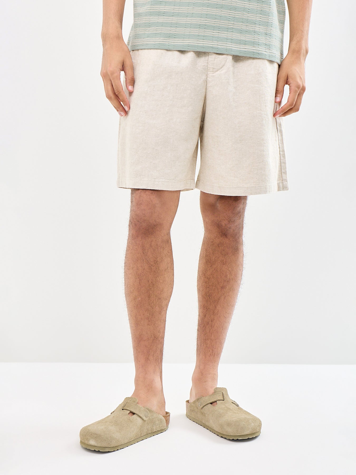 Harvey Regular Fit Linen Blend Shorts Cream