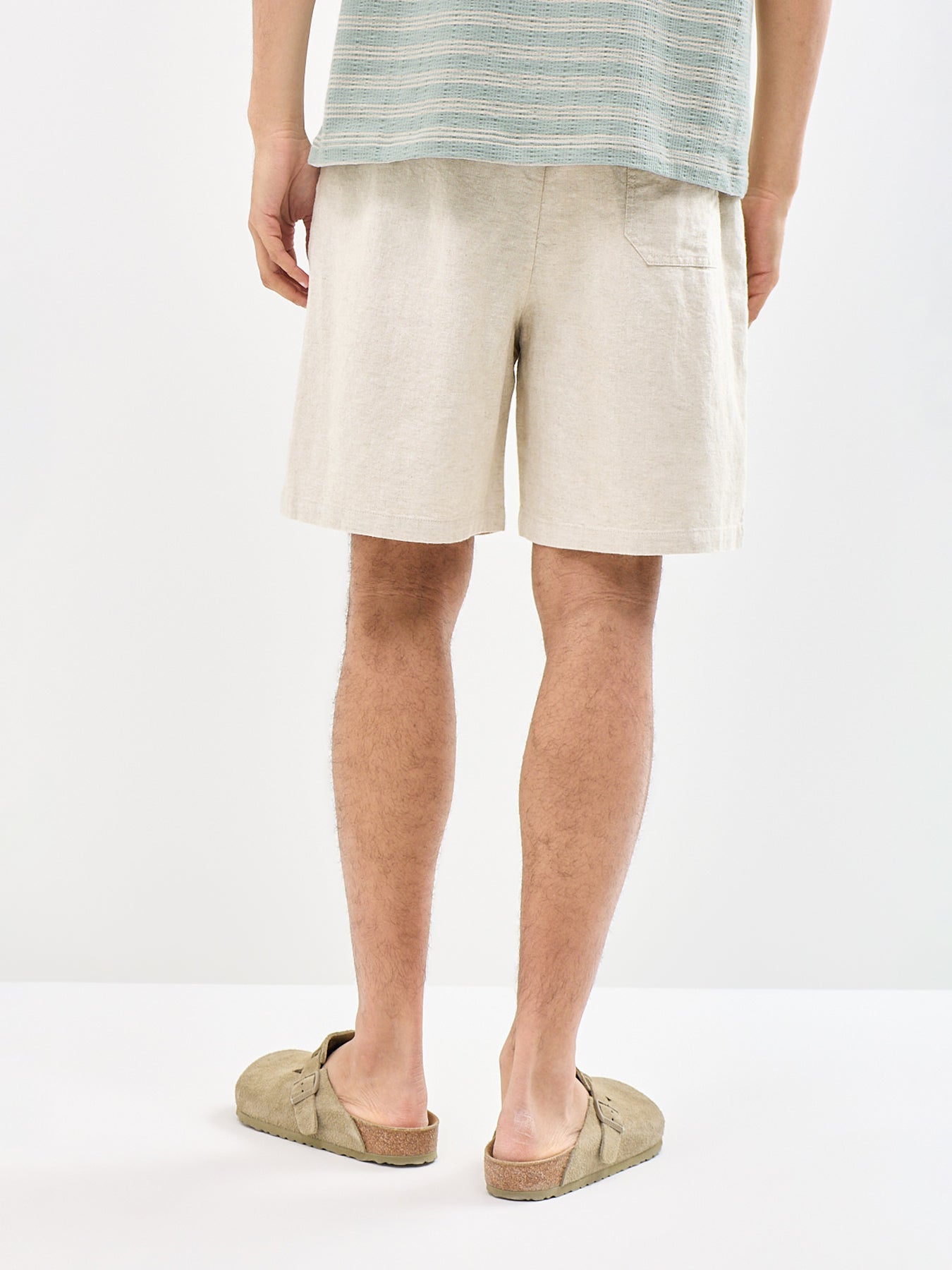 Harvey Regular Fit Linen Blend Shorts Cream