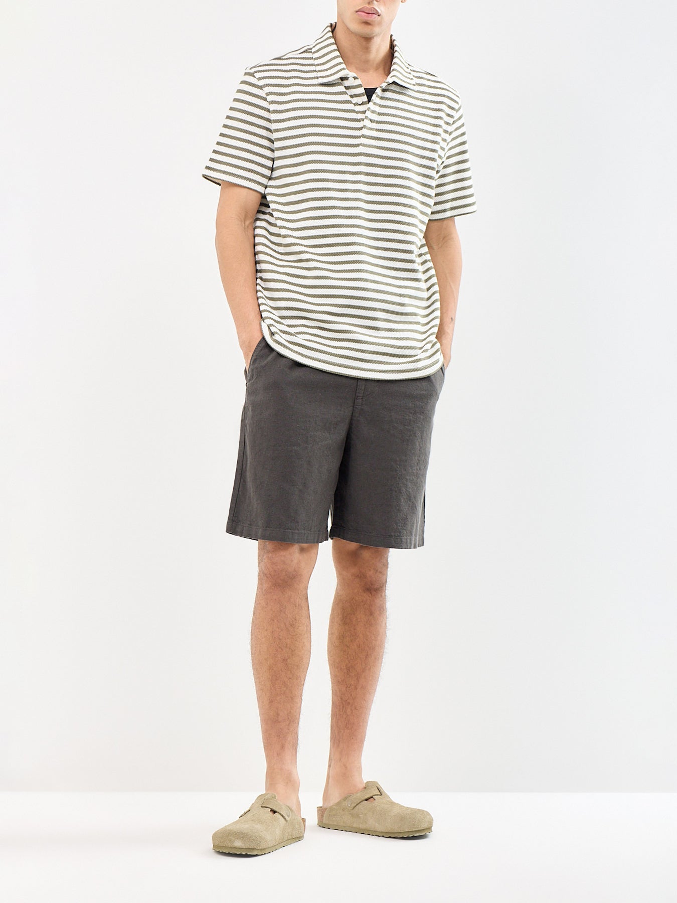 Harvey Regular Fit Linen Blend Shorts Brown