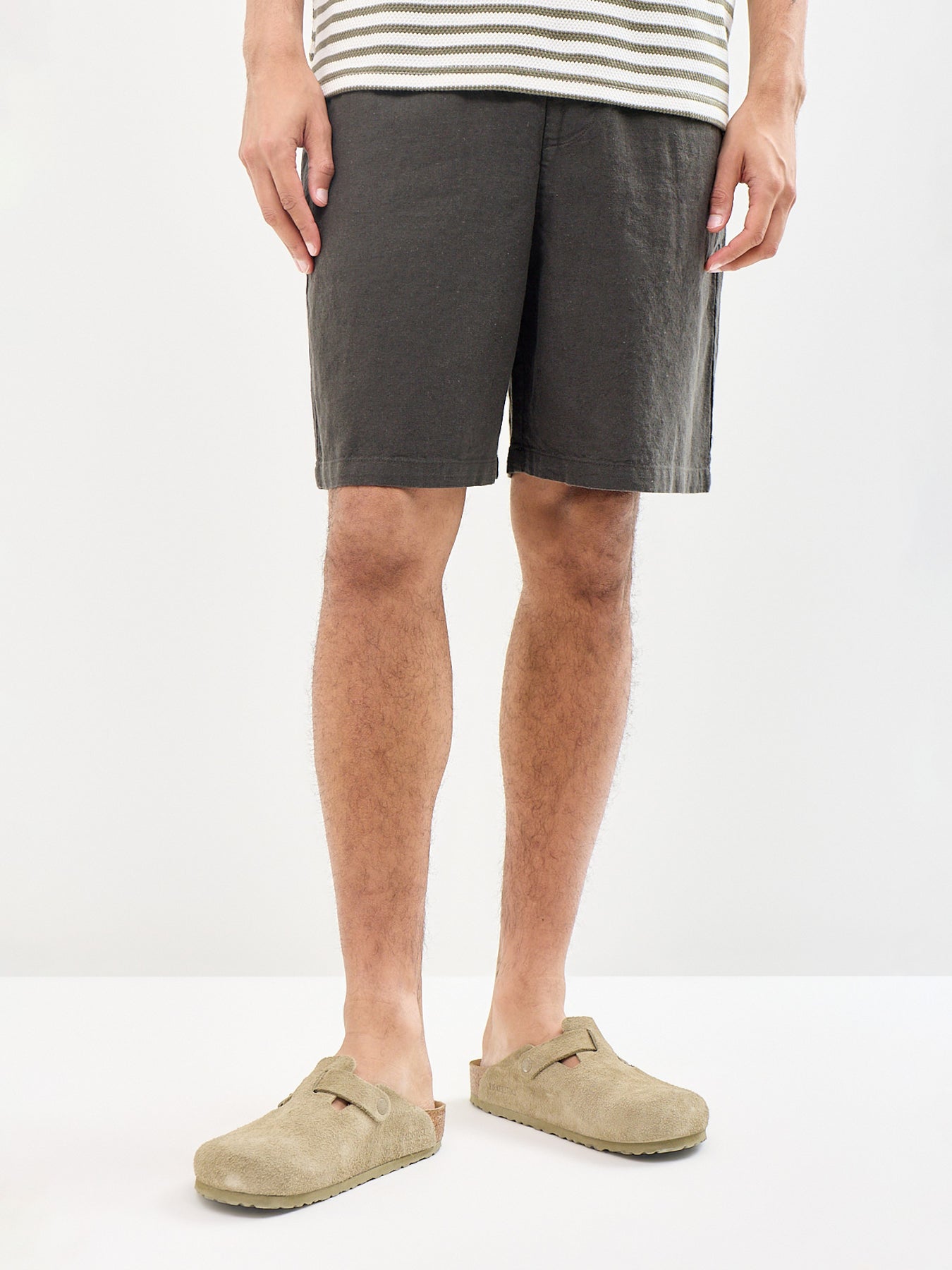 Harvey Regular Fit Linen Blend Shorts Brown