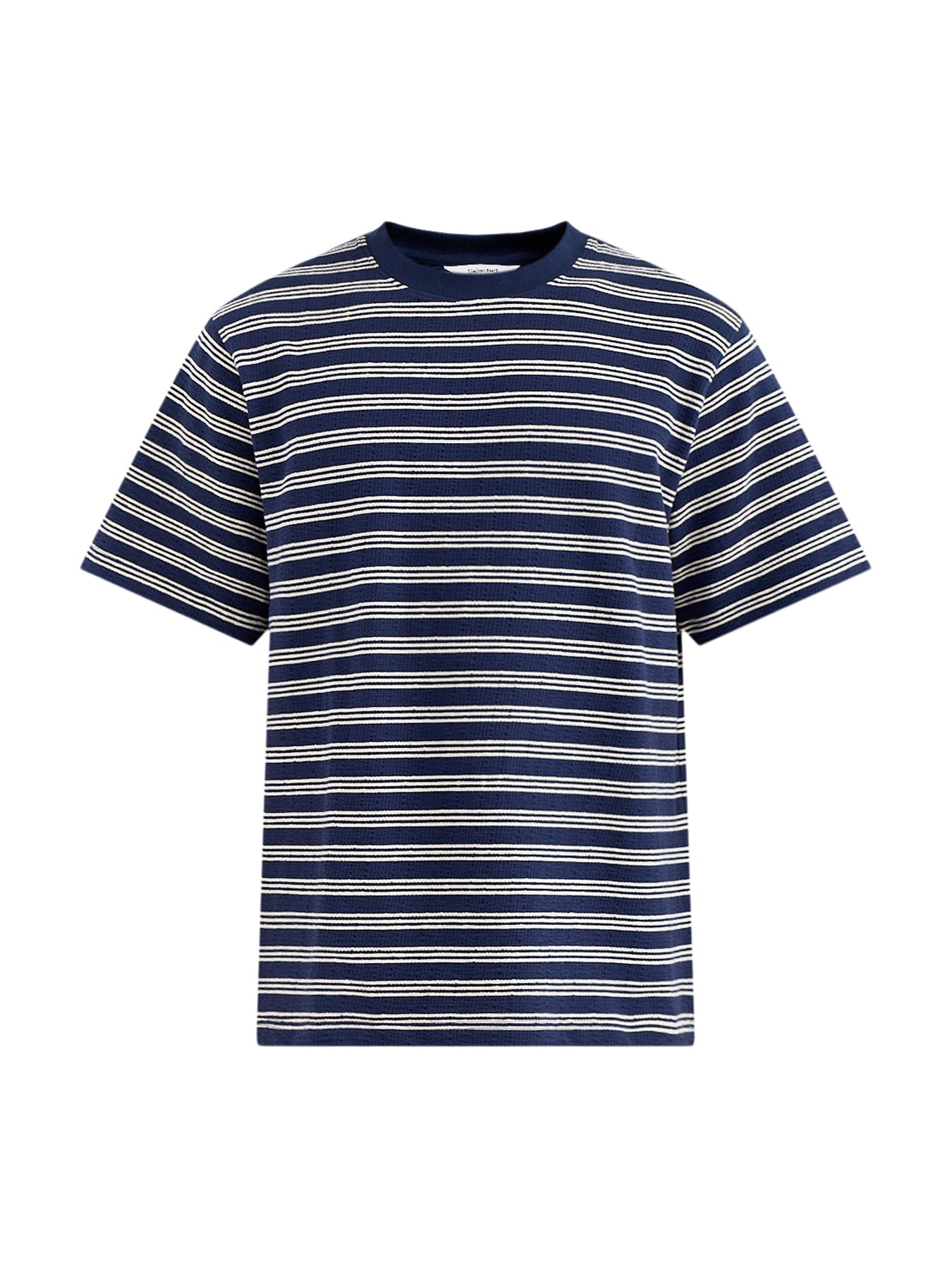 Heli Seersucker Stripe T-Shirt Navy