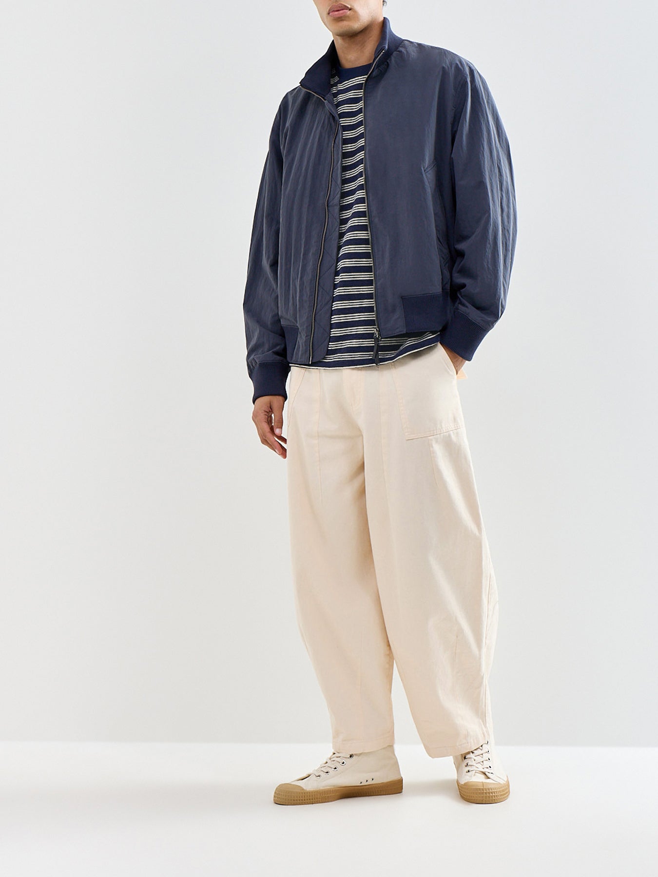 Heli Seersucker Stripe T-Shirt Navy