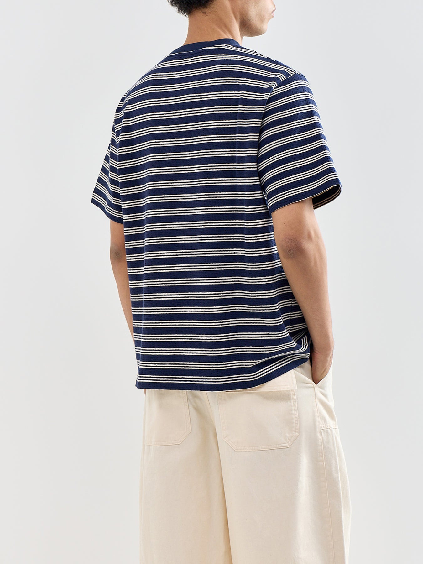 Heli Seersucker Stripe T-Shirt Navy