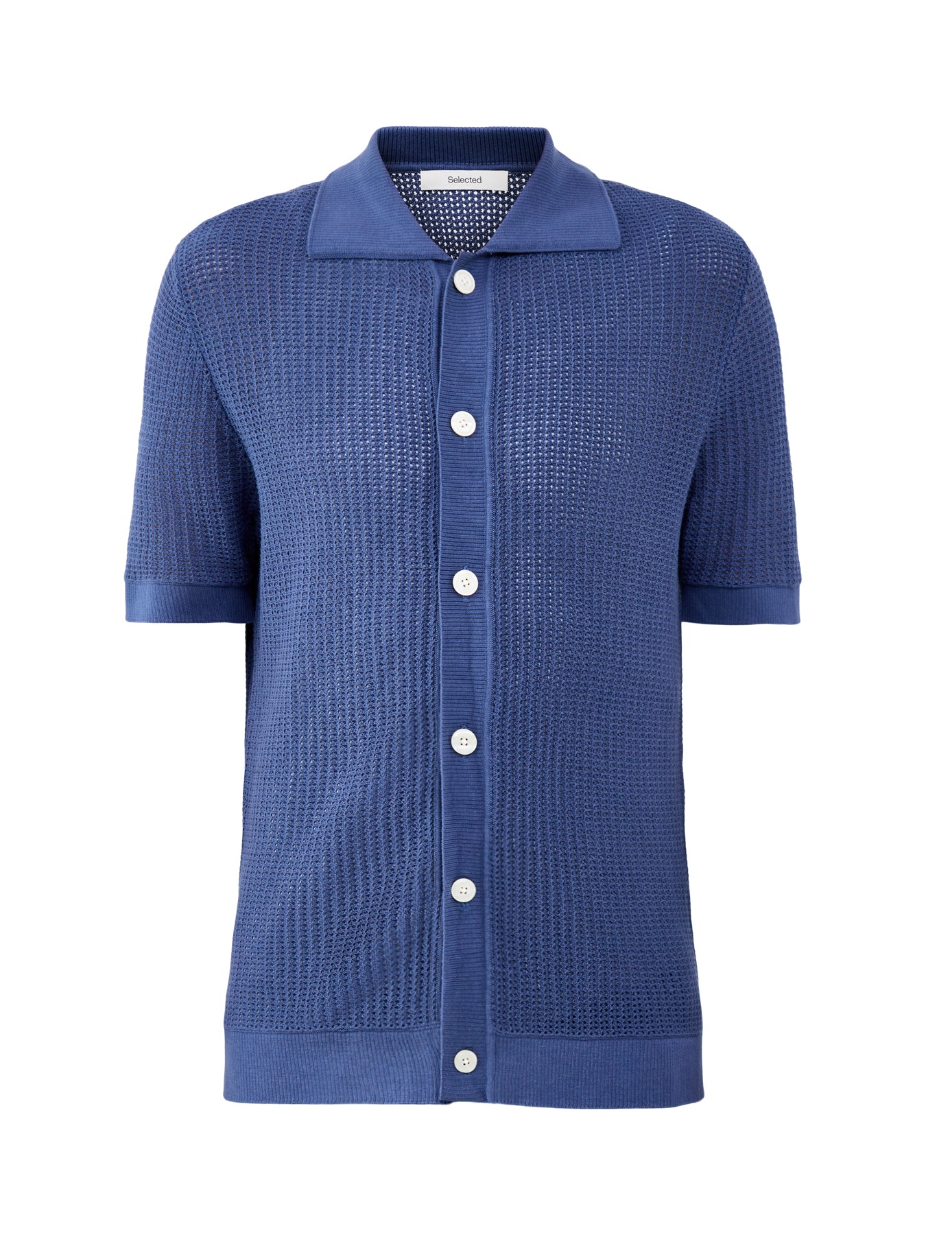 Shane Open Structure Polo Cardigan Blue