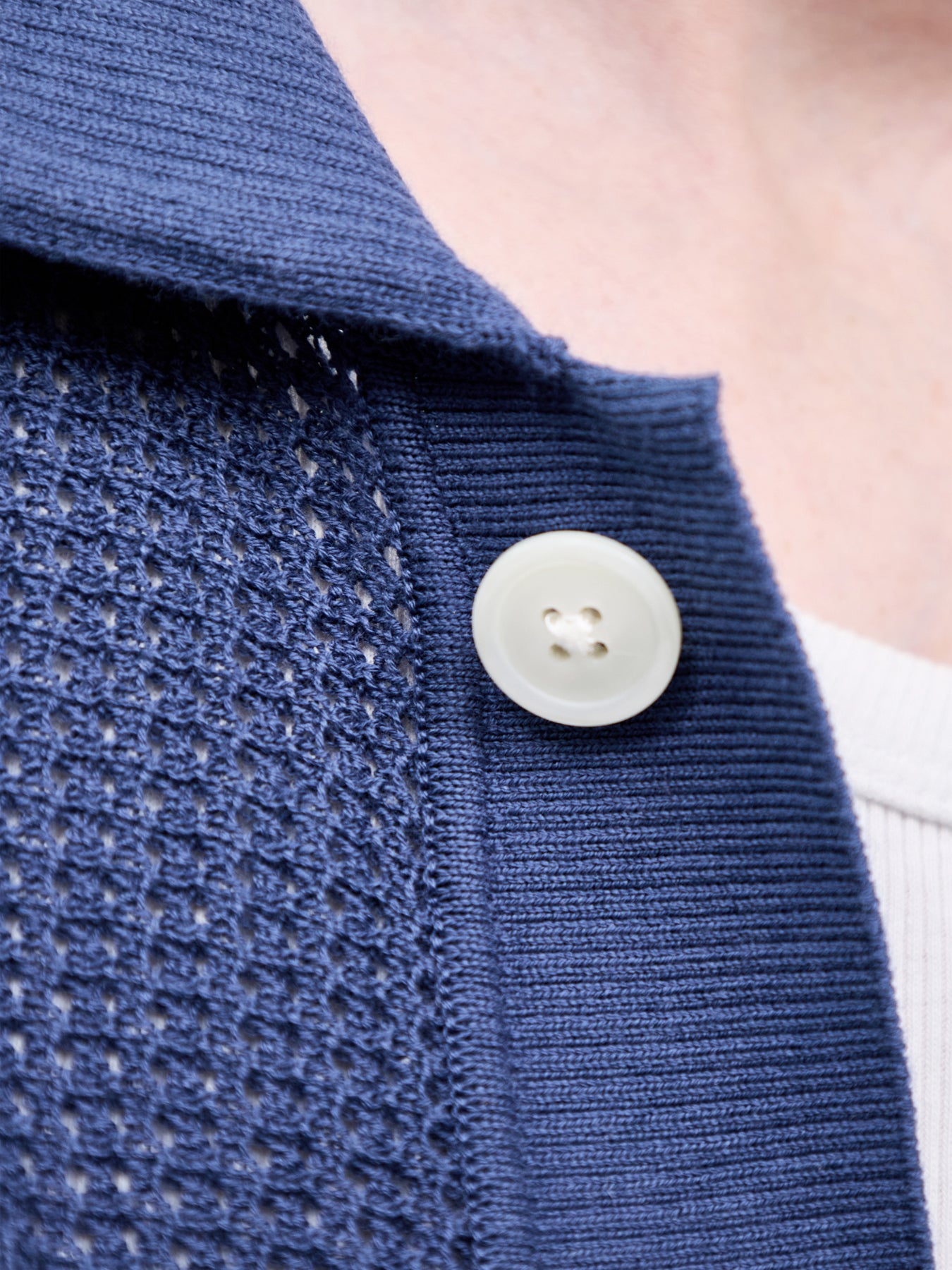 Shane Open Structure Polo Cardigan Blue