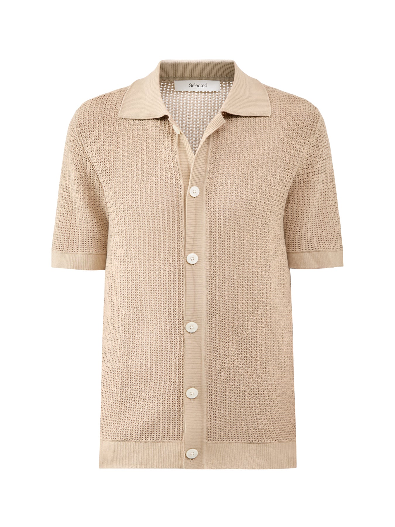 Shane Open Structure Polo Cardigan Beige