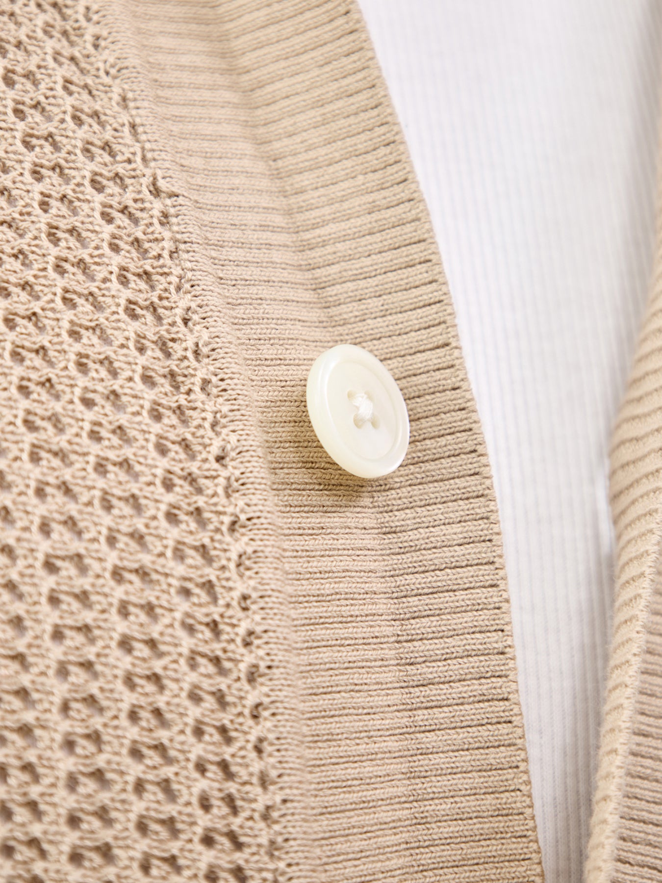 Shane Open Structure Polo Cardigan Beige