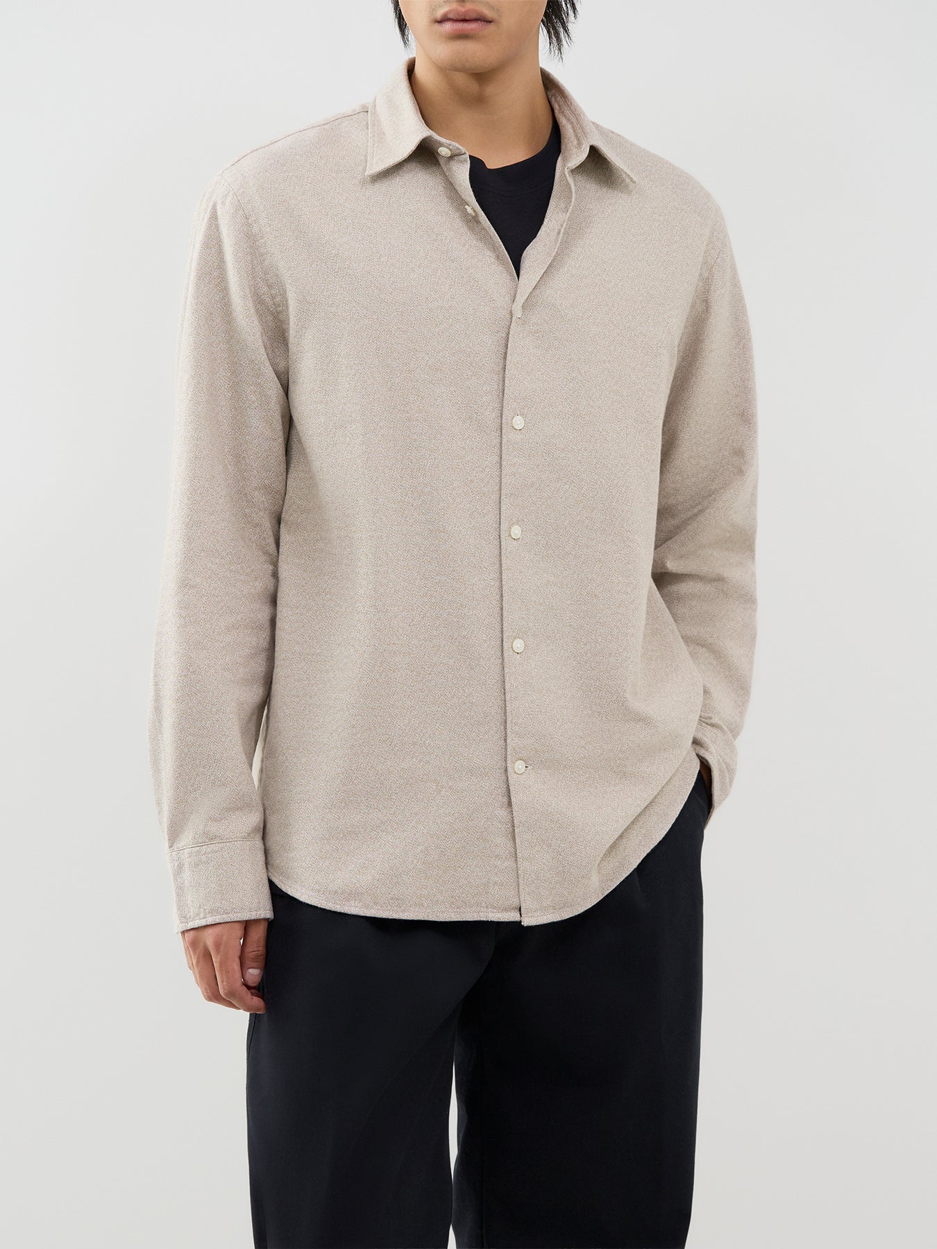 Organic Cotton Noah Brushed Twisted Shirt - Egret