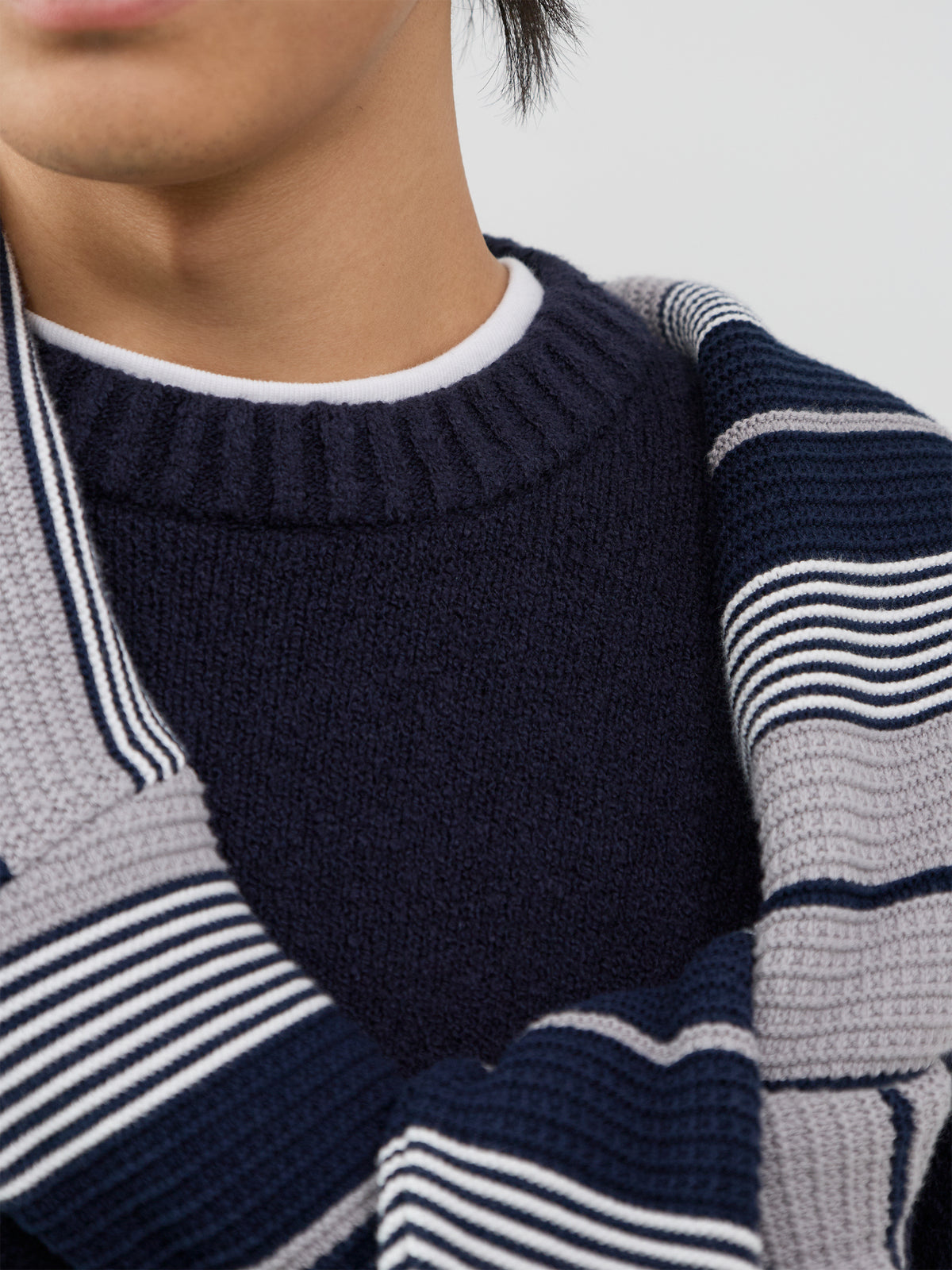 Organic Cotton Blend Halex Knitted Crew Neck - Navy