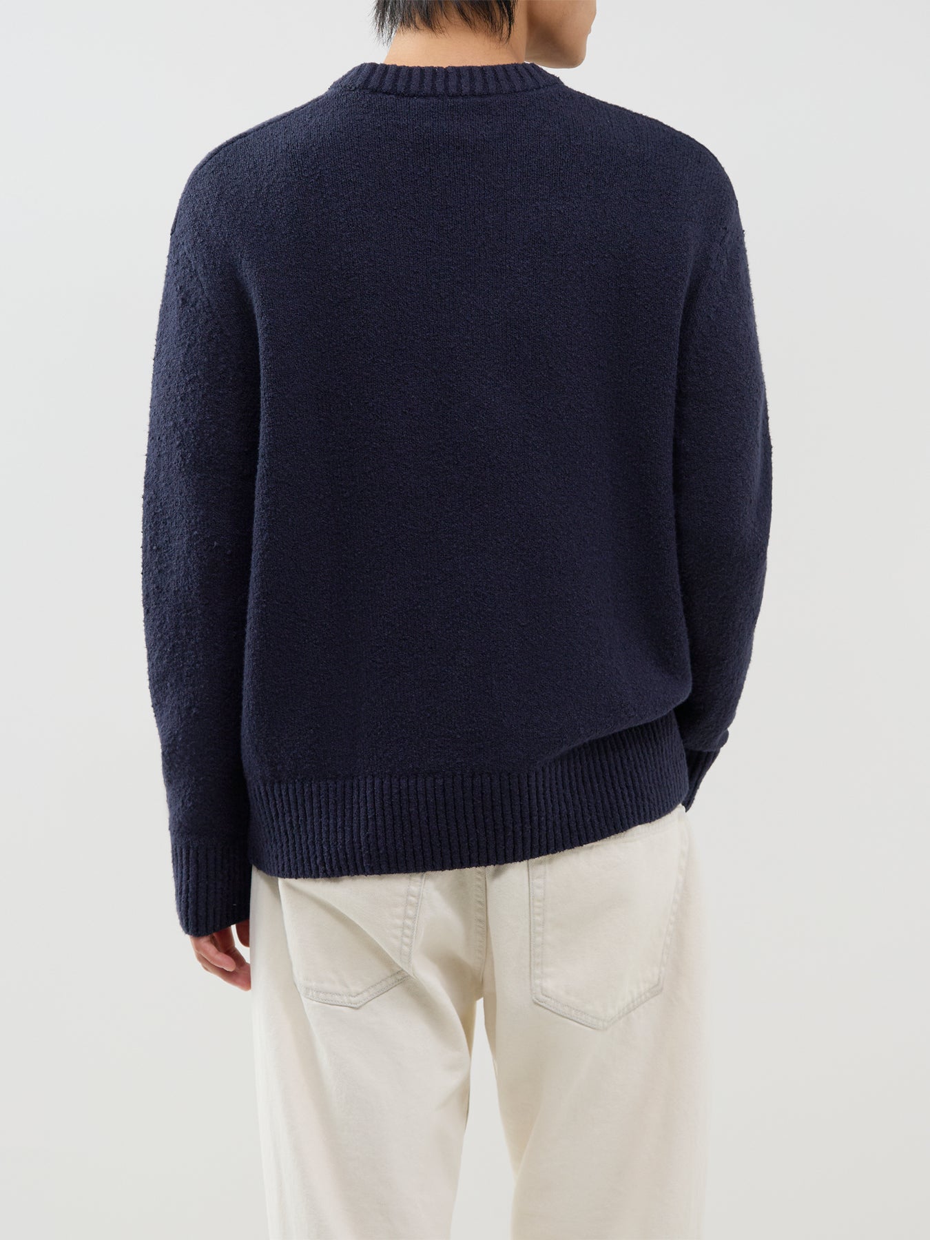 Organic Cotton Blend Halex Knitted Crew Neck - Navy