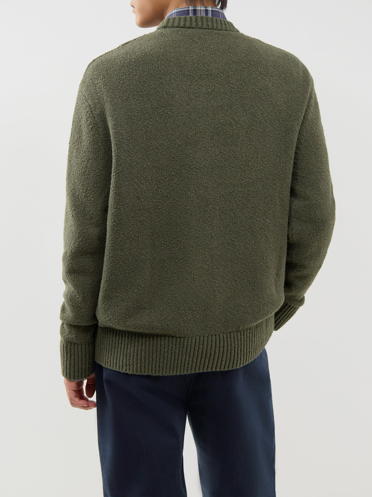 Organic Cotton Blend Halex Knitted Crew Neck - Forest Night