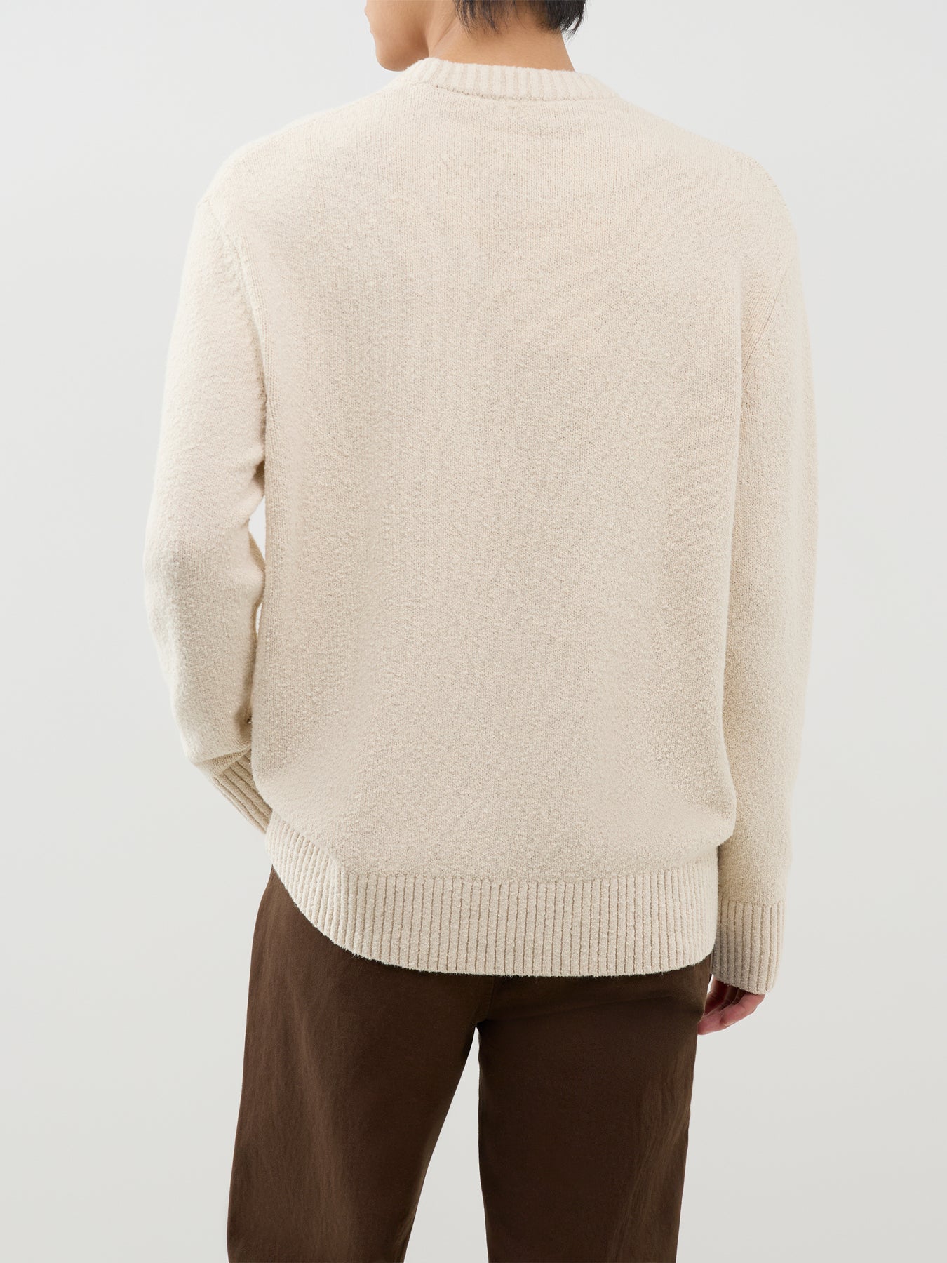 Organic Cotton Blend Halex Knitted Crew Neck - Oatmeal