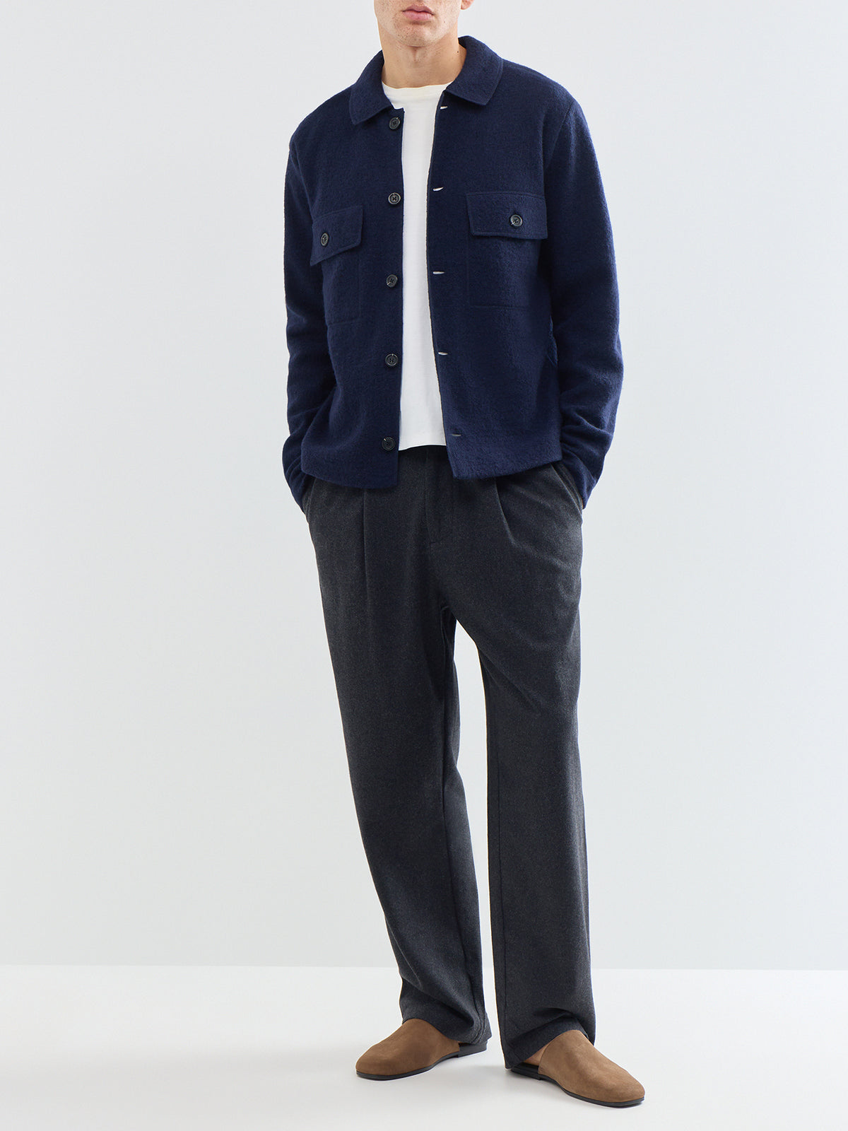 Nealy Wool Workwear Cardigan - Sky Captain