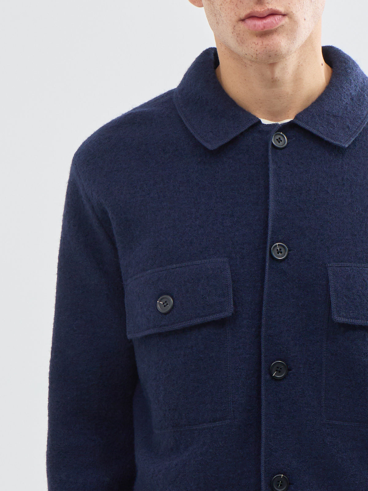 Nealy Wool Workwear Cardigan - Sky Captain