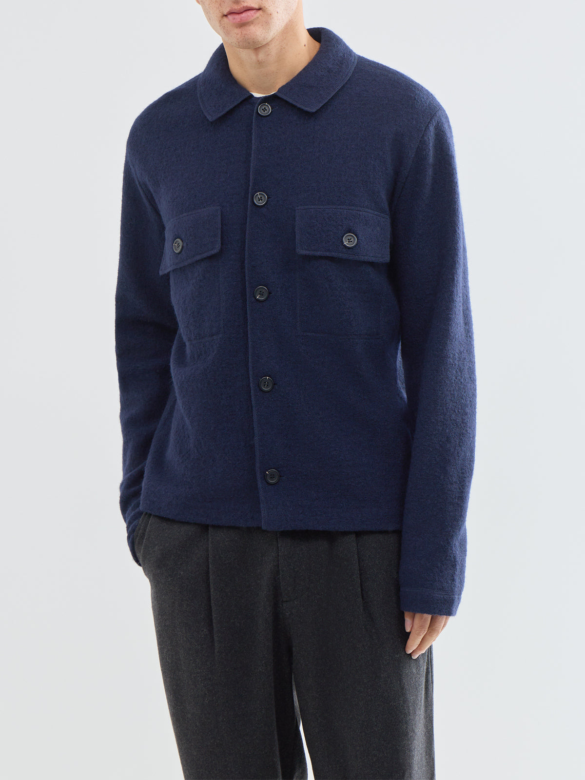 Nealy Wool Workwear Cardigan - Sky Captain