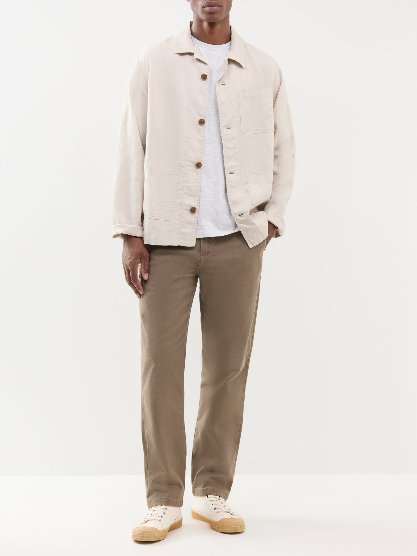 Straight Miles Twill Trousers Brown