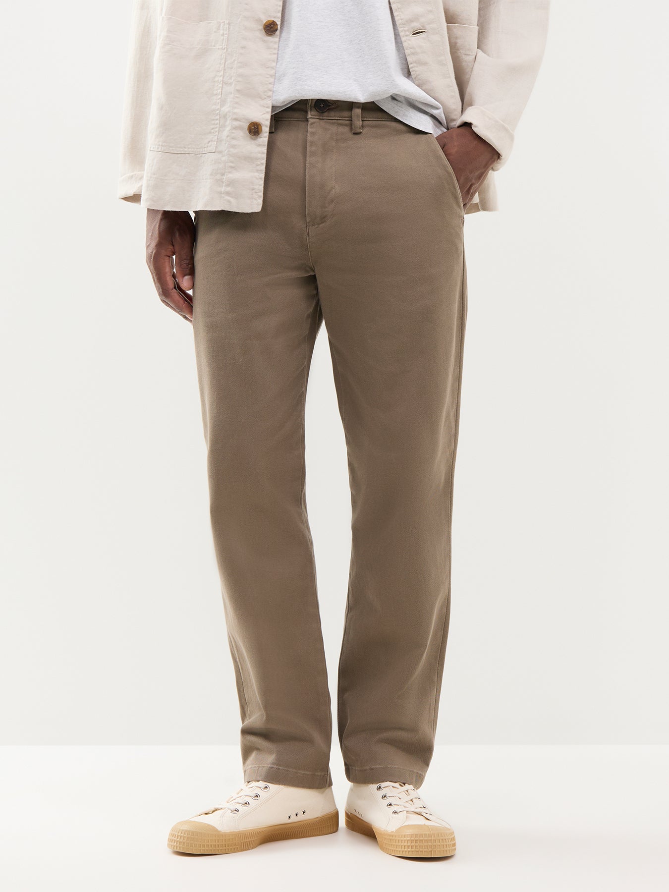 Straight Miles Twill Trousers Brown