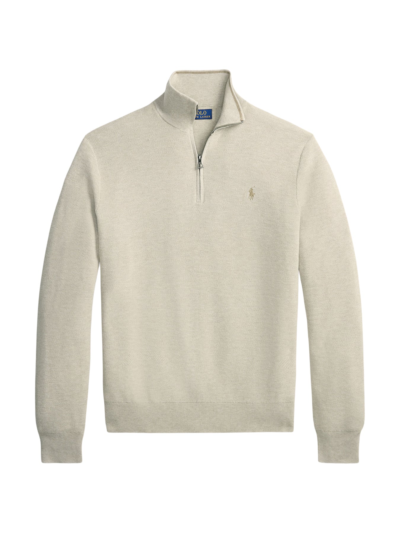 Texture Cotton Quarter Zip Jumper Brown