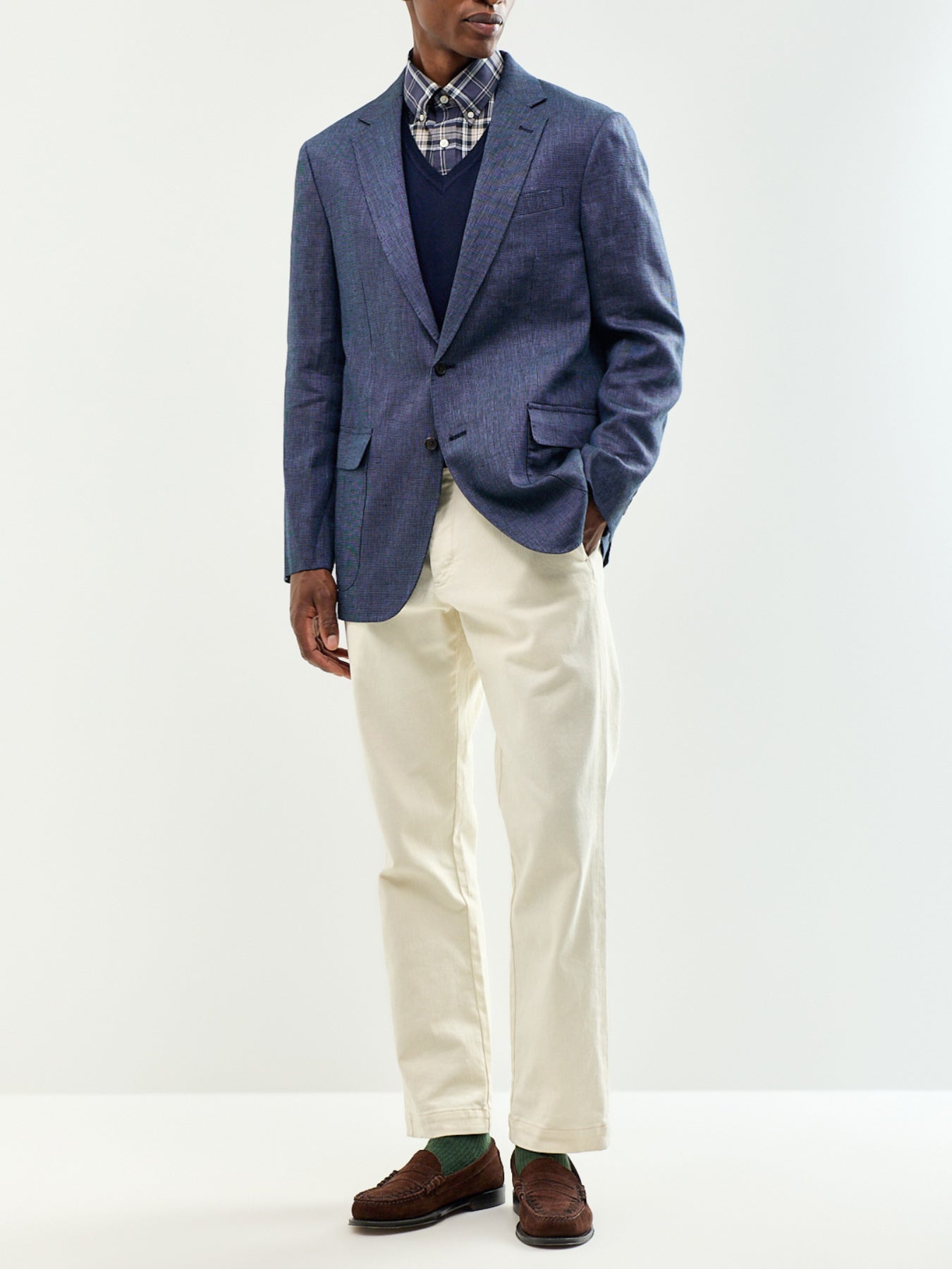 Men's Linen, Viscose & Wool Single-Breasted Blazer