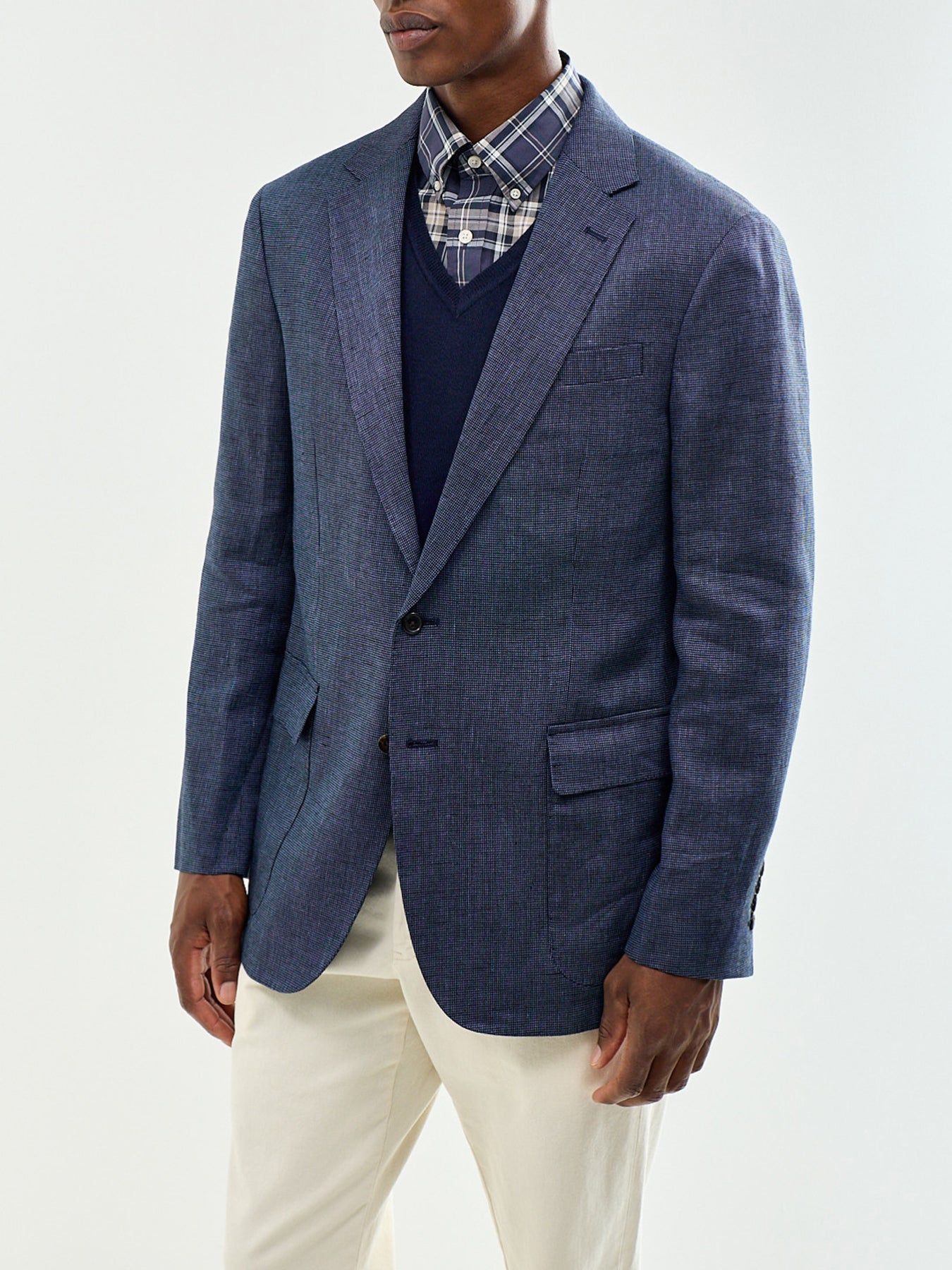 Men's Linen, Viscose & Wool Single-Breasted Blazer