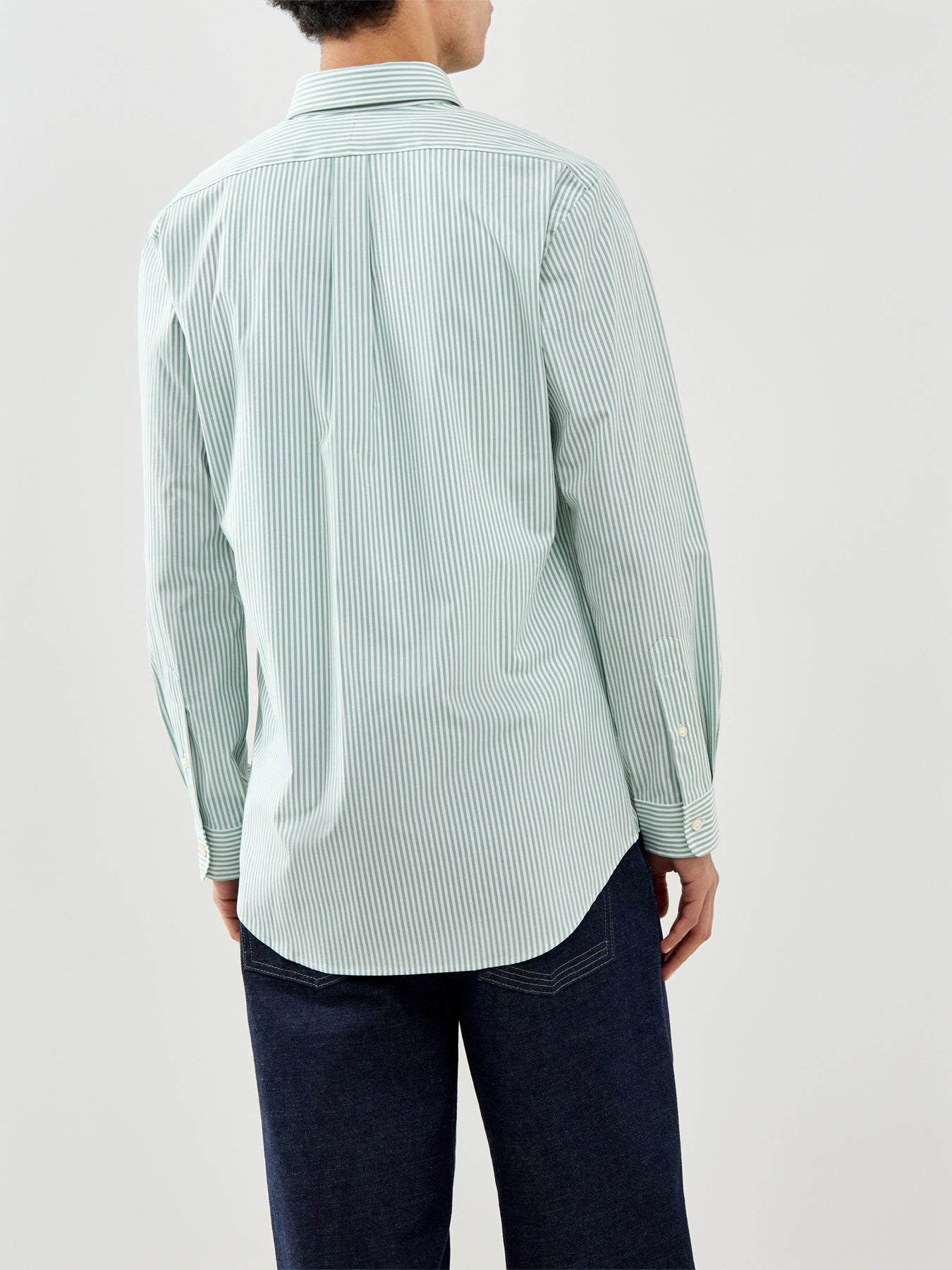 Custom Fit Stripe Poplin Shirt Faded Mint White