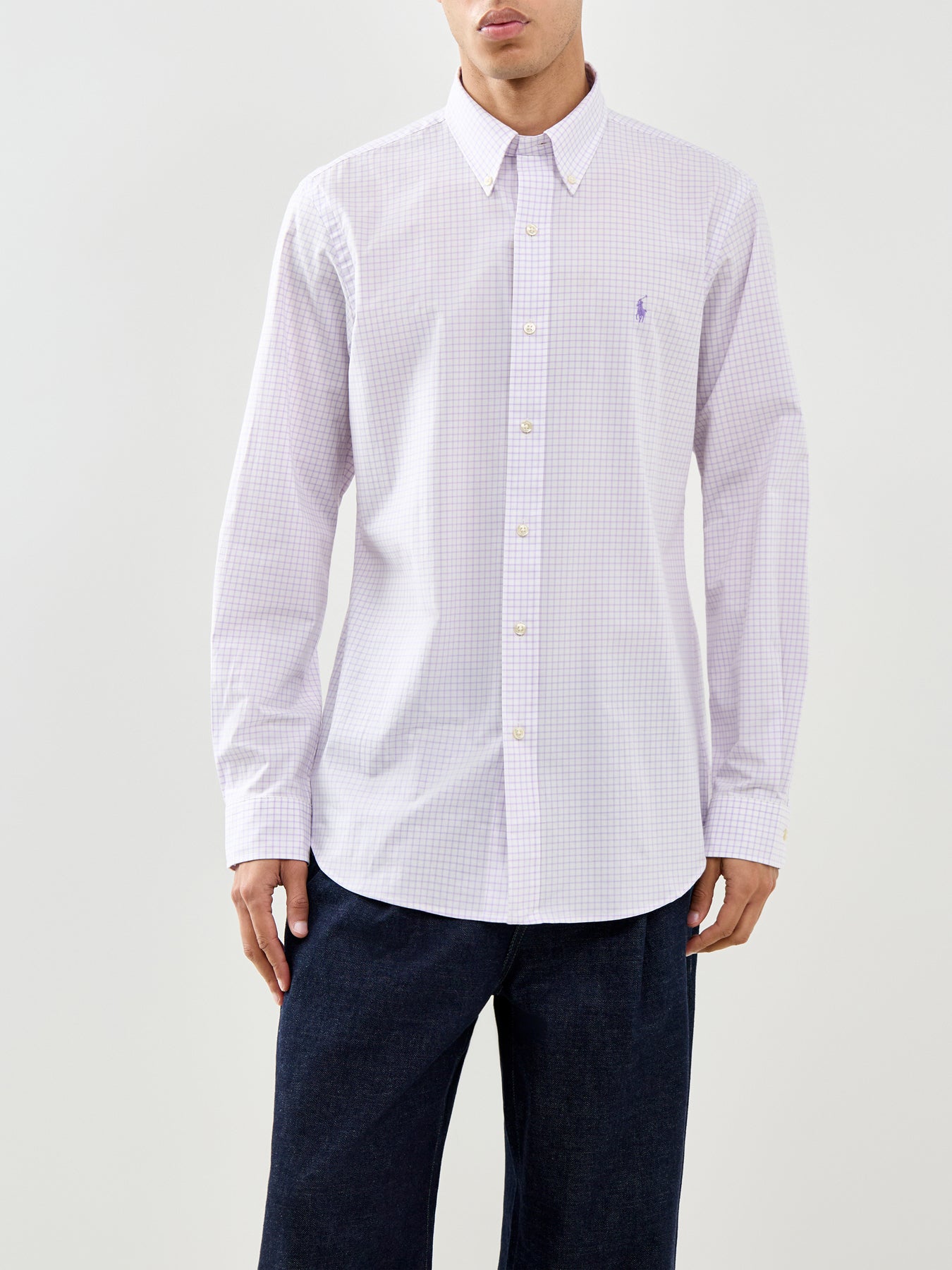 Custom Fit Stripe Poplin Shirt Powder Purple White