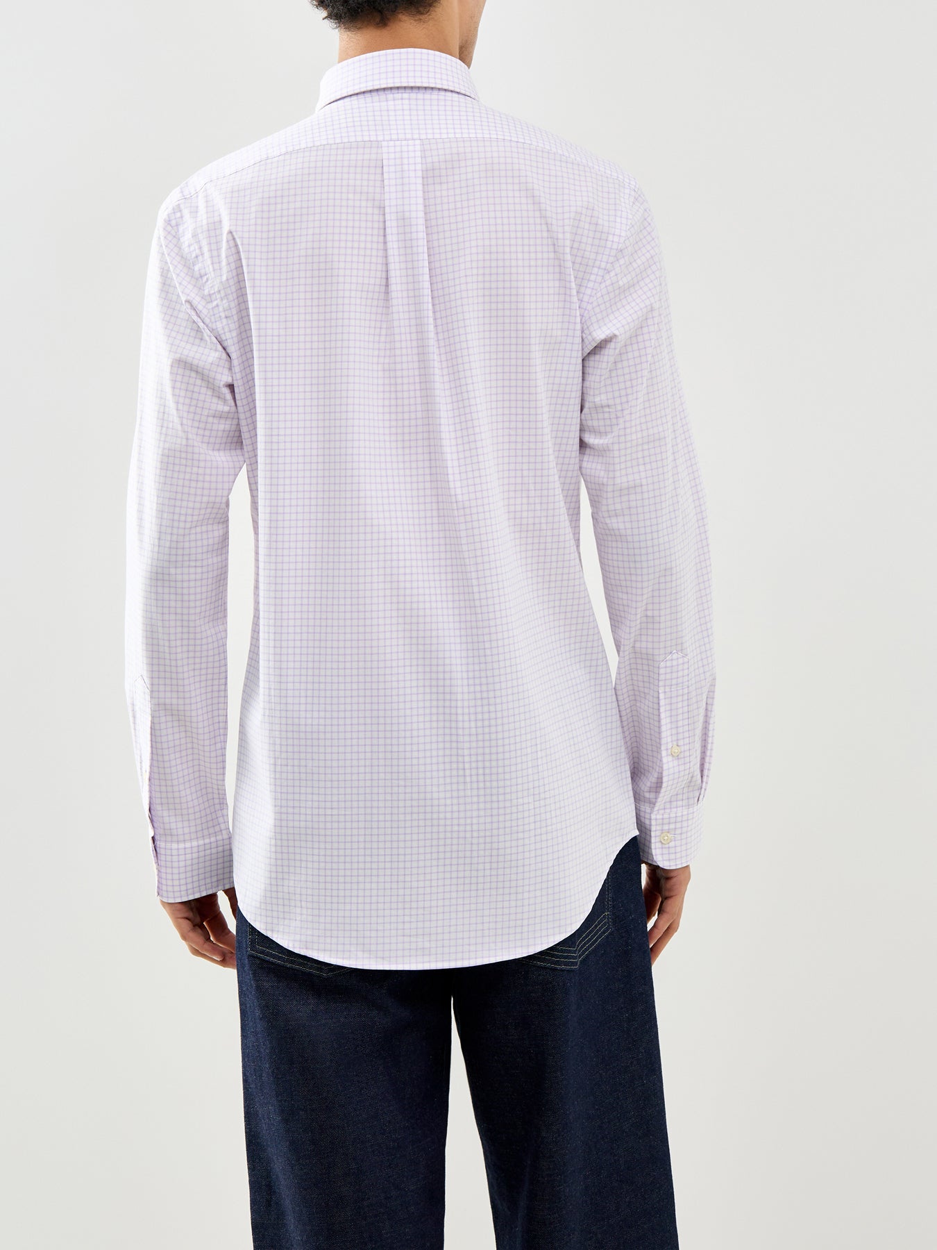 Custom Fit Stripe Poplin Shirt Powder Purple White