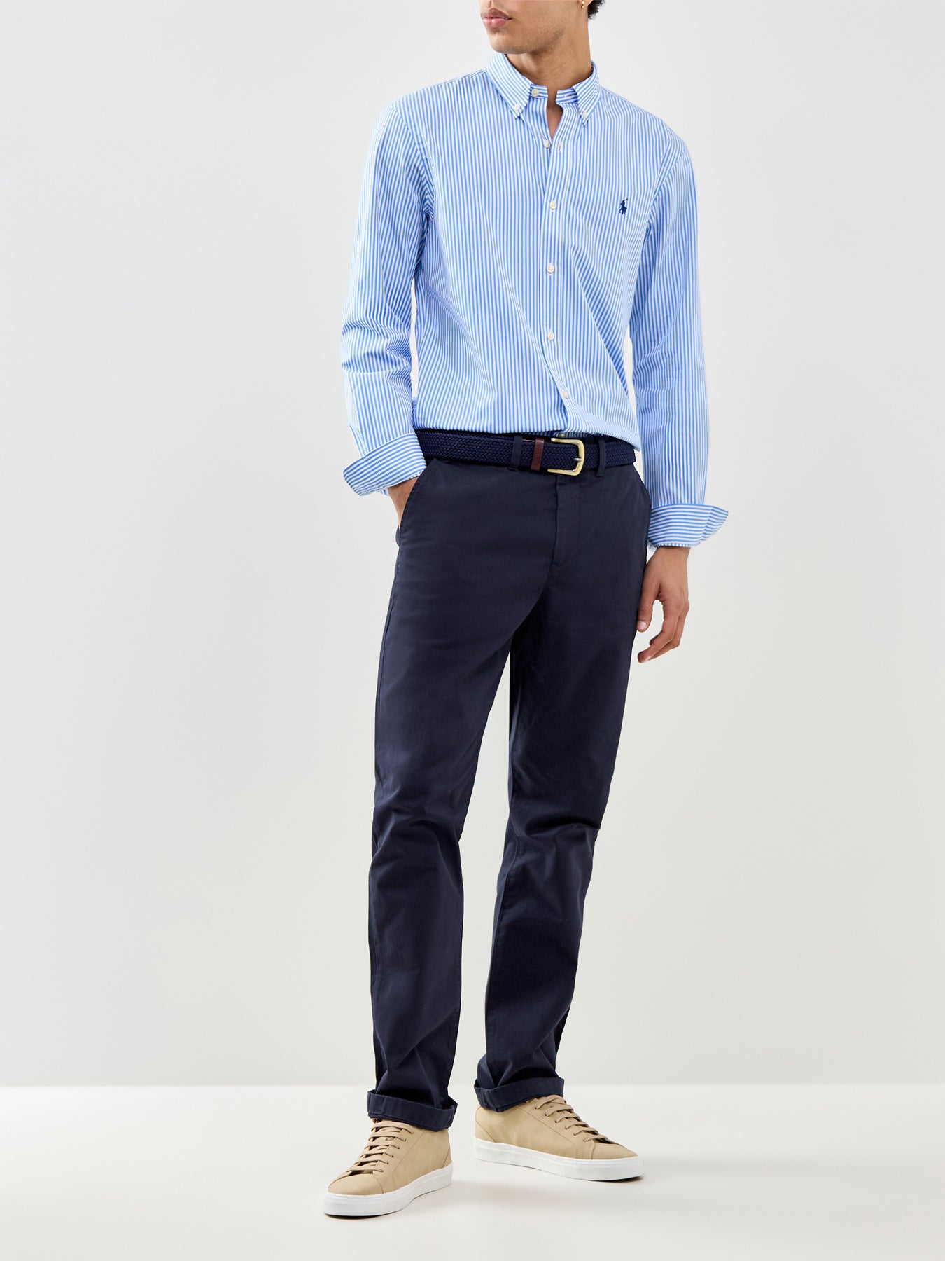 Slim Fit Stripe Poplin Shirt Light Blue White